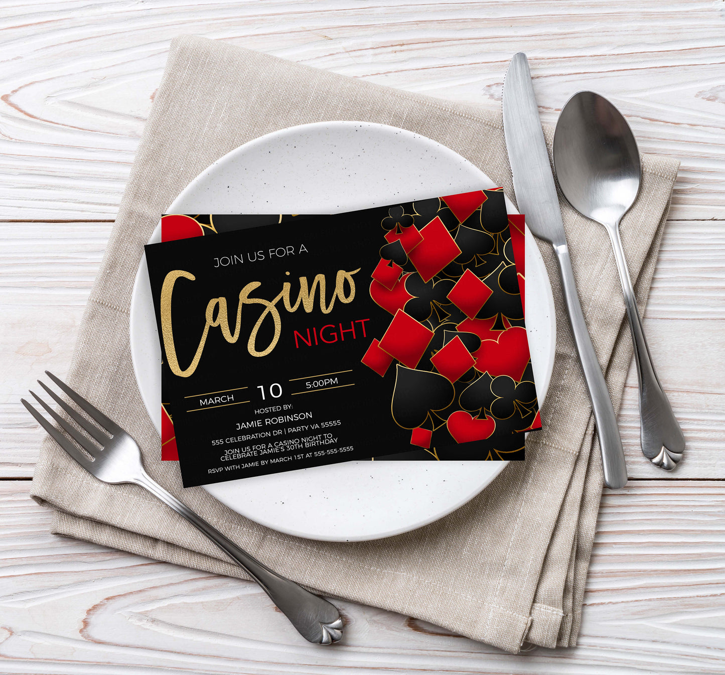 Casino Party Invitation, Casino Birthday Night Invite, Retirement Party, Couples Shower, Bachelor Bachelorette, Casino Fundraiser Printable