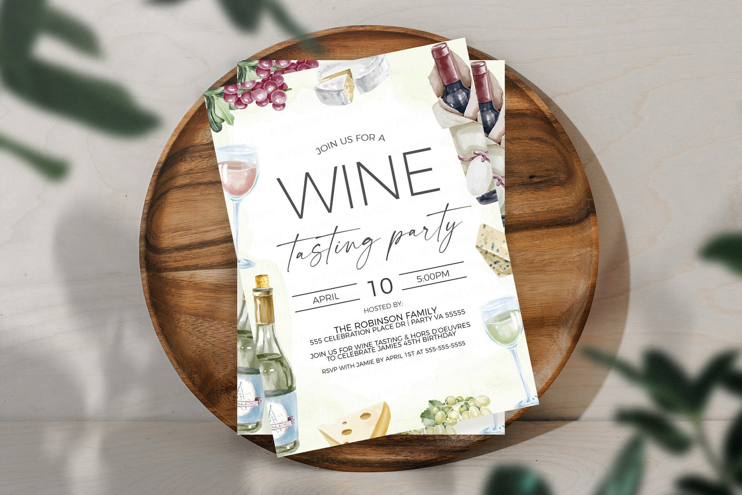Wine Tasting Invitation, Wine & Cheese Invite, Vineyard Event, Birthday Party, Bridal Shower, Wedding Rehearsal Dinner, Editable Printable