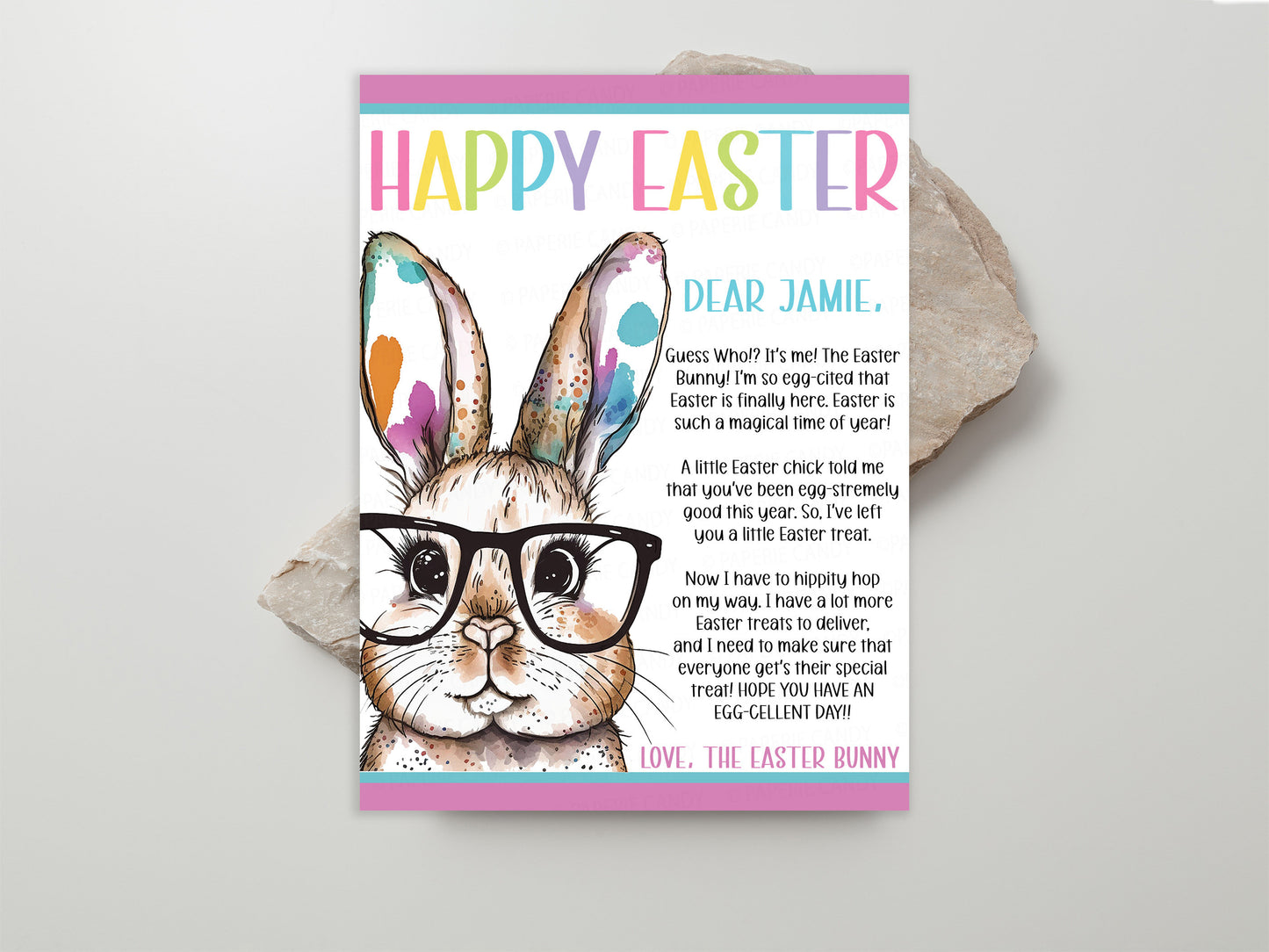 Letter From The Easter Bunny, Editable Easter Bunny Letter, Kids Easter Morning Surprise, Easter Egg Basket Hunt Game Hoppy Easter Printable