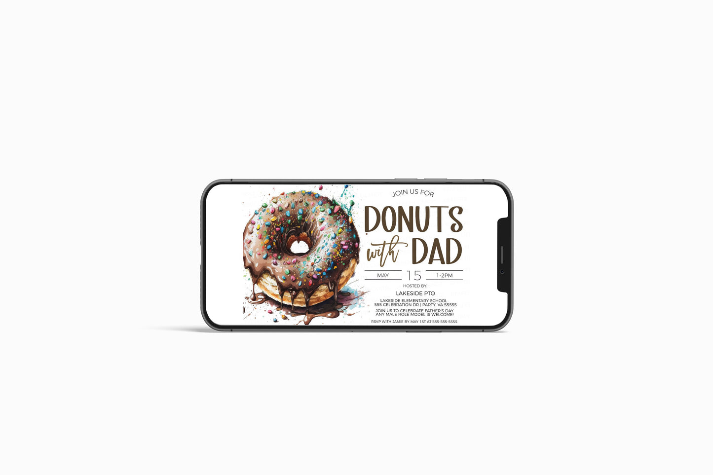 Donuts With Dad Invitation, Father's Day Donut Invite, Father's Appreciation Fundraiser, Thank You Breakfast, Editable Printable Template