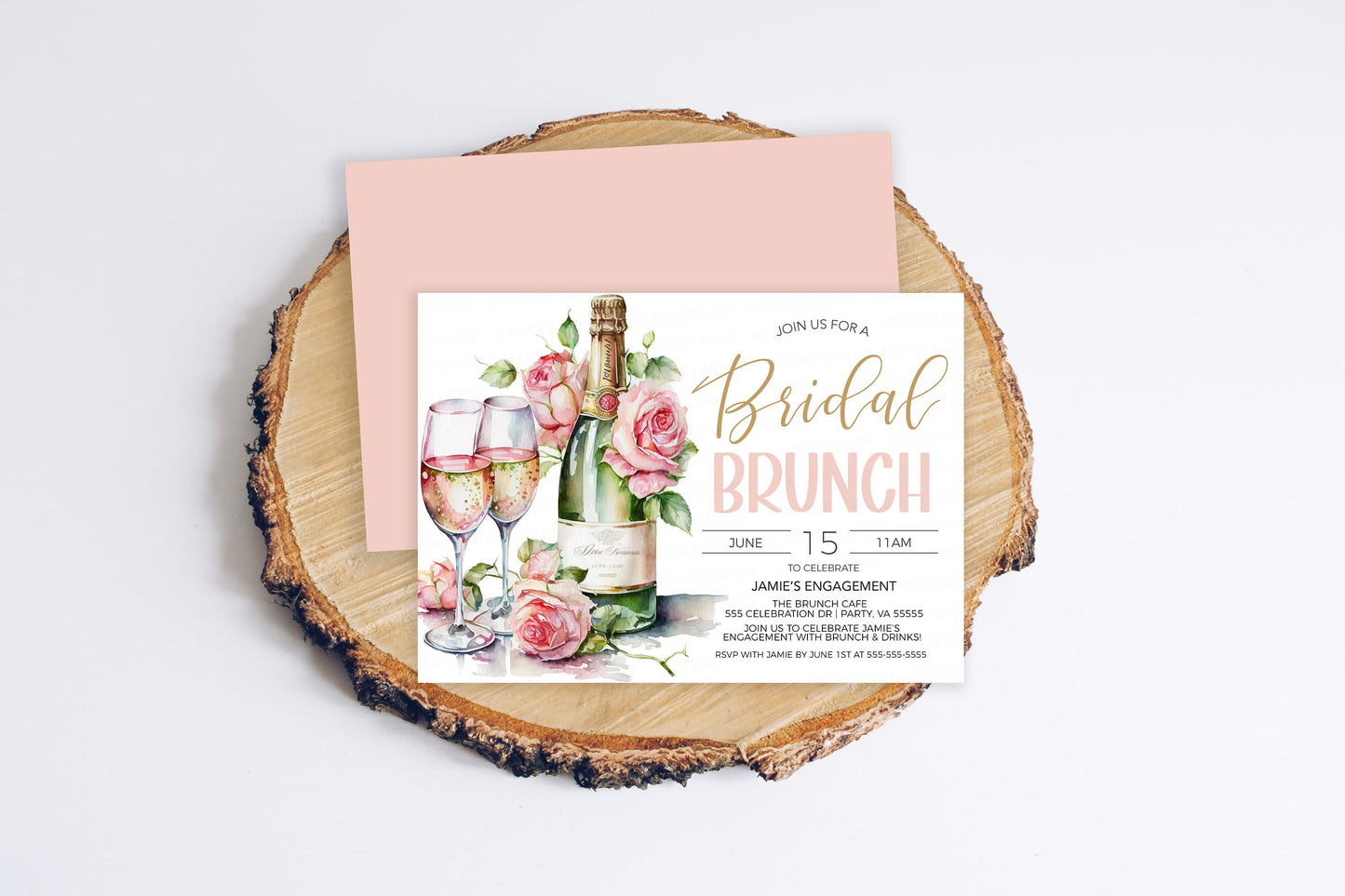 Bridal Brunch Invitation, Engagement Brunch Invite, Brunch Champagne Bridal Shower, Wedding Rehearsal Brunch, Editable Printable Template