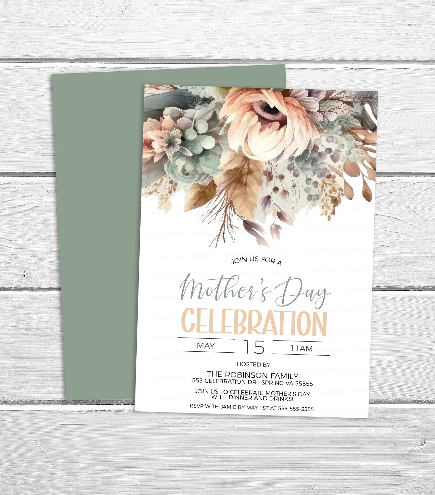 Mother's Day Invitation, Mothers Day Invite, Mother's Day Dinner Brunch Celebration, Mothers Day Lunch Dinner Party, Editable Template