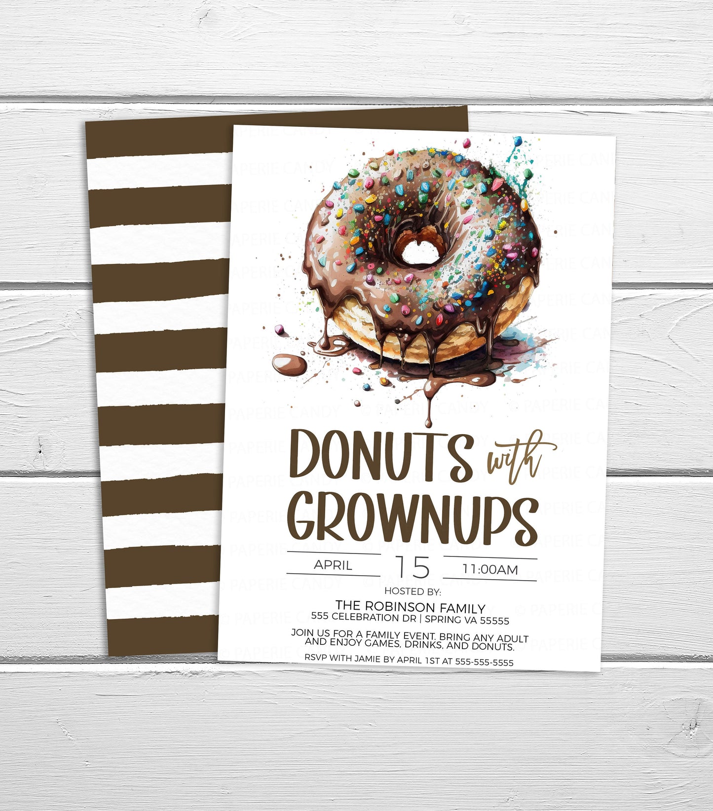 Donuts With Grownups Invitation, Family Donut Invite, School Church Fundraiser, School Donut Flyer, Editable Printable Template