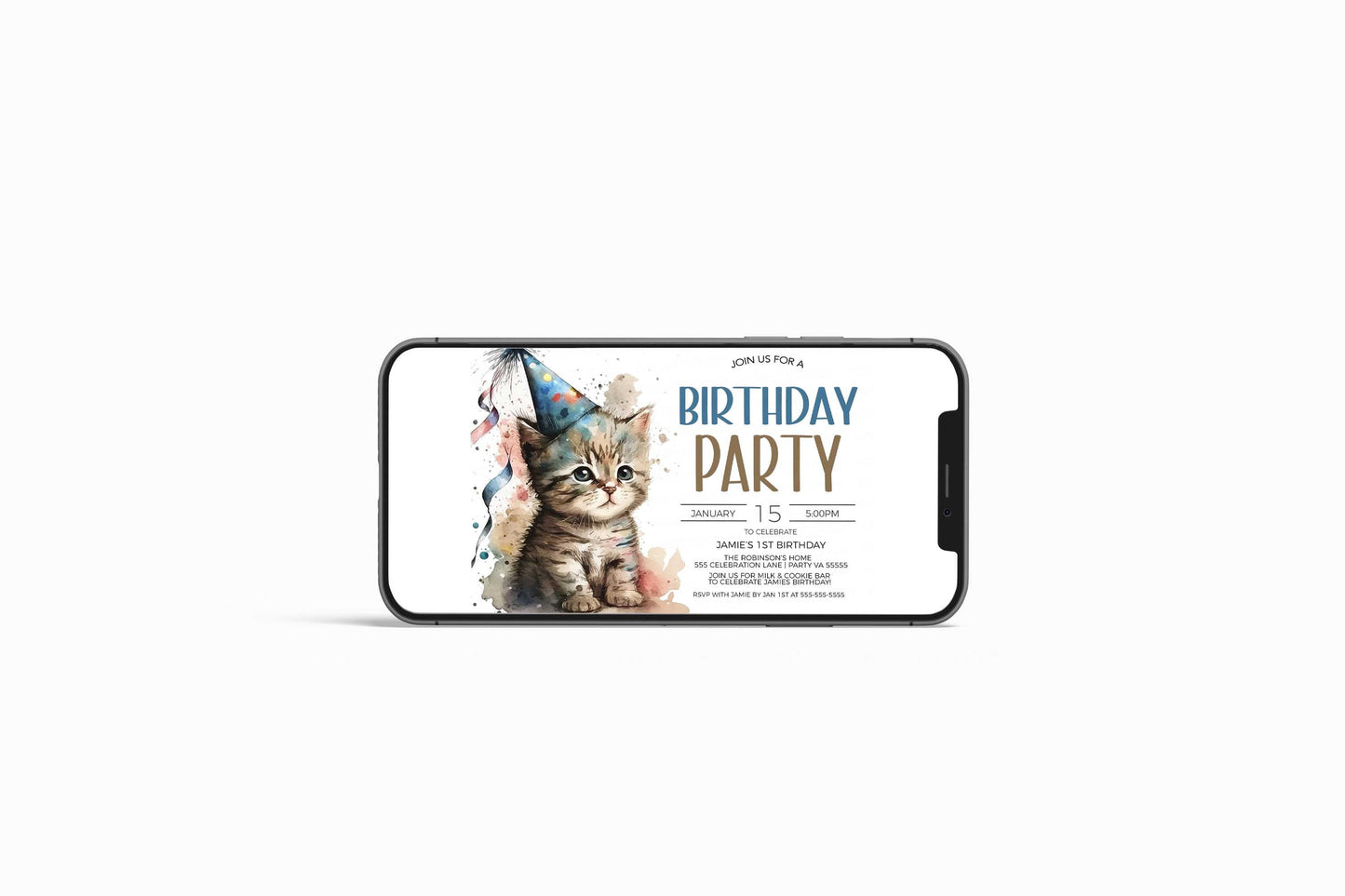 Kitten Invitation, Kitten Party Invite, Kids Cat Birthday Party, Let's Pawty, Calling All Pawty Animals, Editable Printable Template