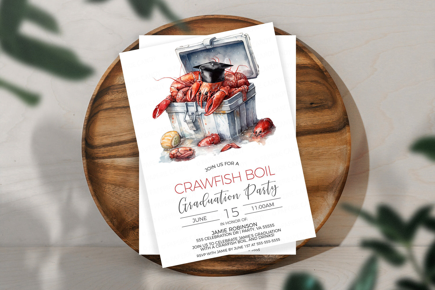 Crawfish Boil Graduation Invitation, Crawfish Boil Grad Invite, Crawfish Boil Graduation Party, Editable Printable Template