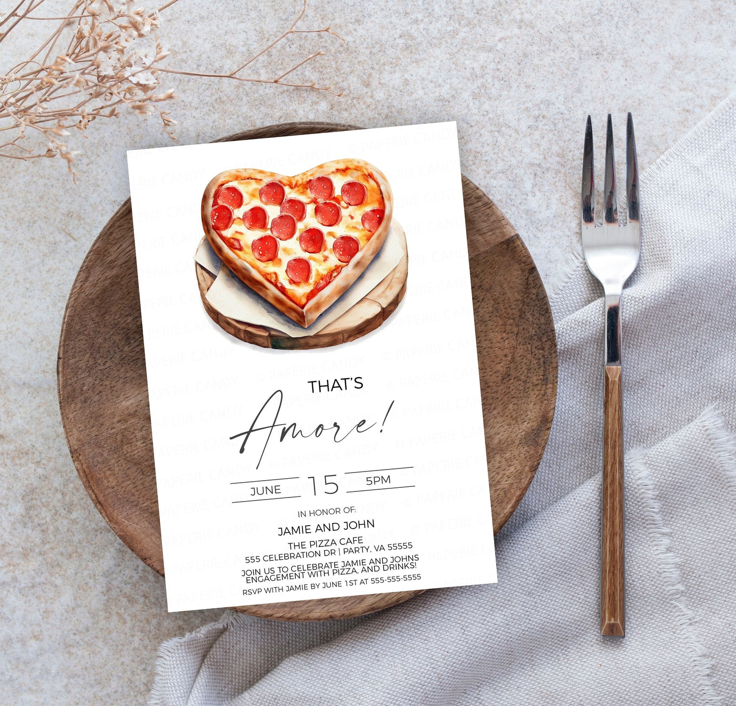 Pizza Rehearsal Dinner Invitation, That's Amore Rehearsal Dinner Invite, Italian Rehearsal Dinner, Pizza Love, Editable Printable Template