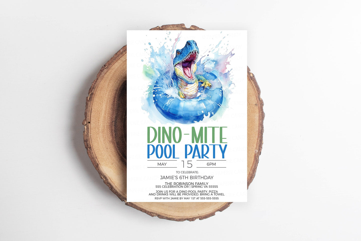 Dinosaur Pool Party Invitation, Dino Pool Party Invite, Dino-Mite Pool Party, Pool Birthday, End Of School Party, Editable Printable