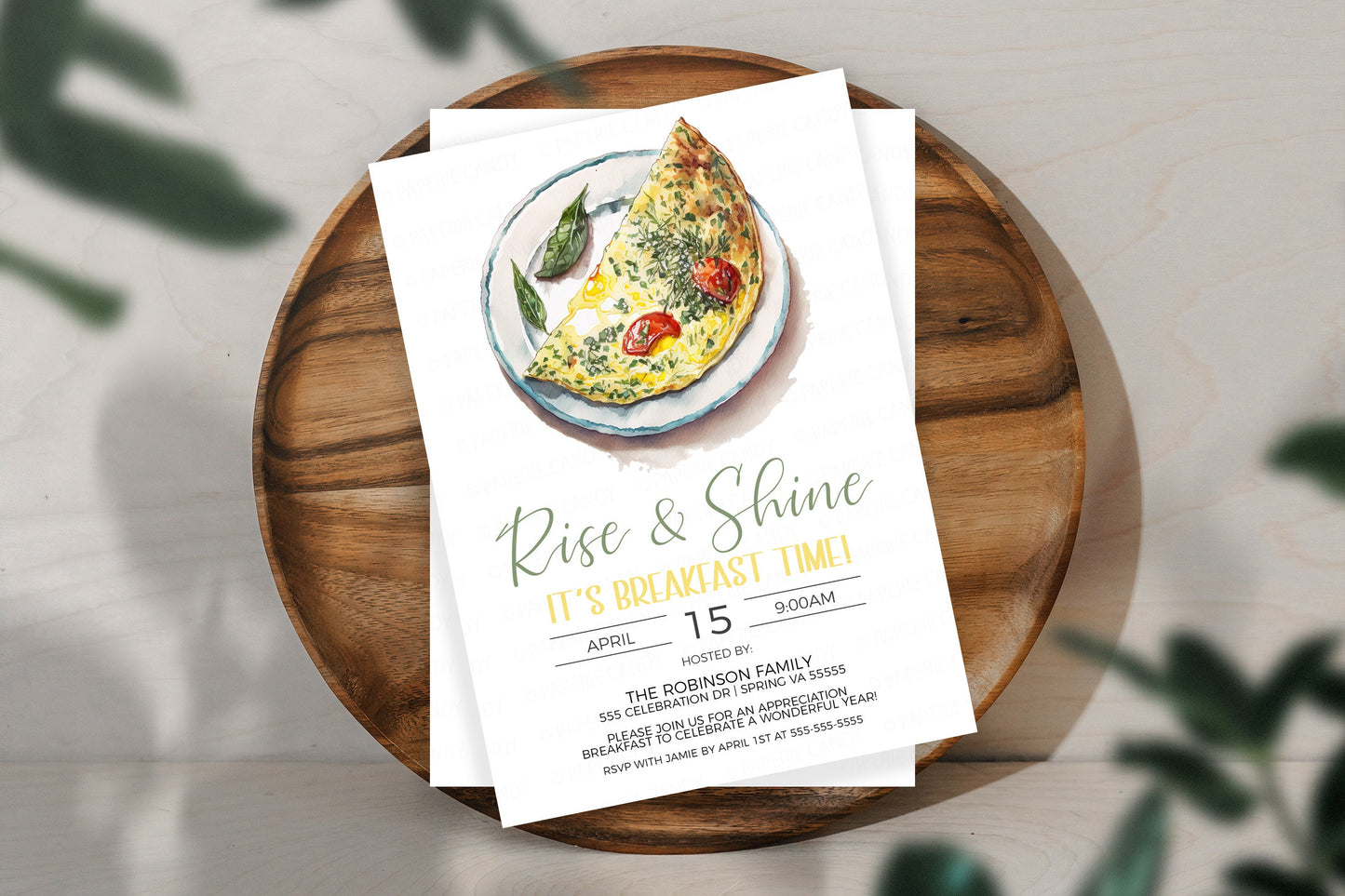 Breakfast Invitation, Rise & Shine It's Breakfast Time Invite , Omelette Invitation, Birthday Breakfast Employee Staff Appreciation Editable