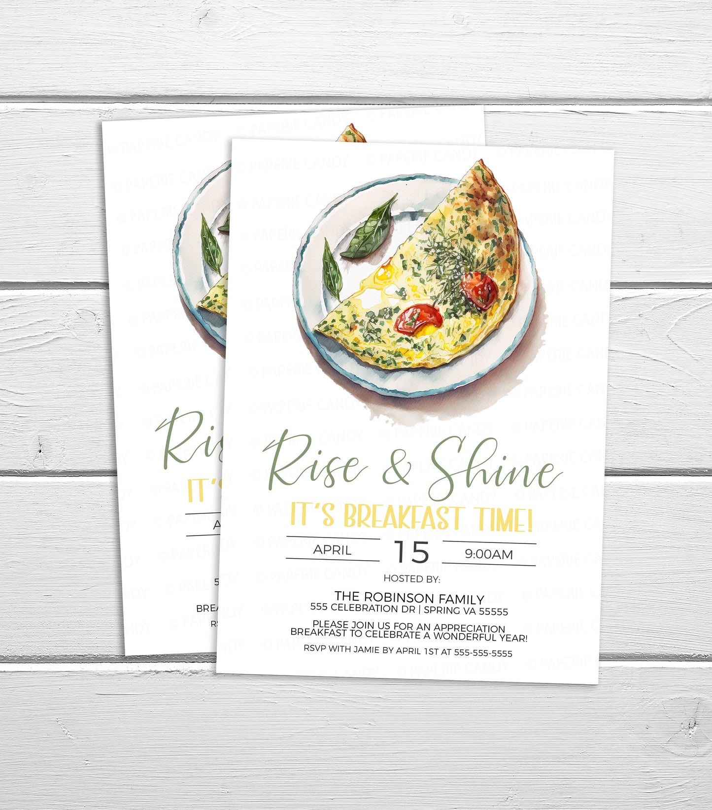 Breakfast Invitation, Rise & Shine It's Breakfast Time Invite , Omelette Invitation, Birthday Breakfast Employee Staff Appreciation Editable