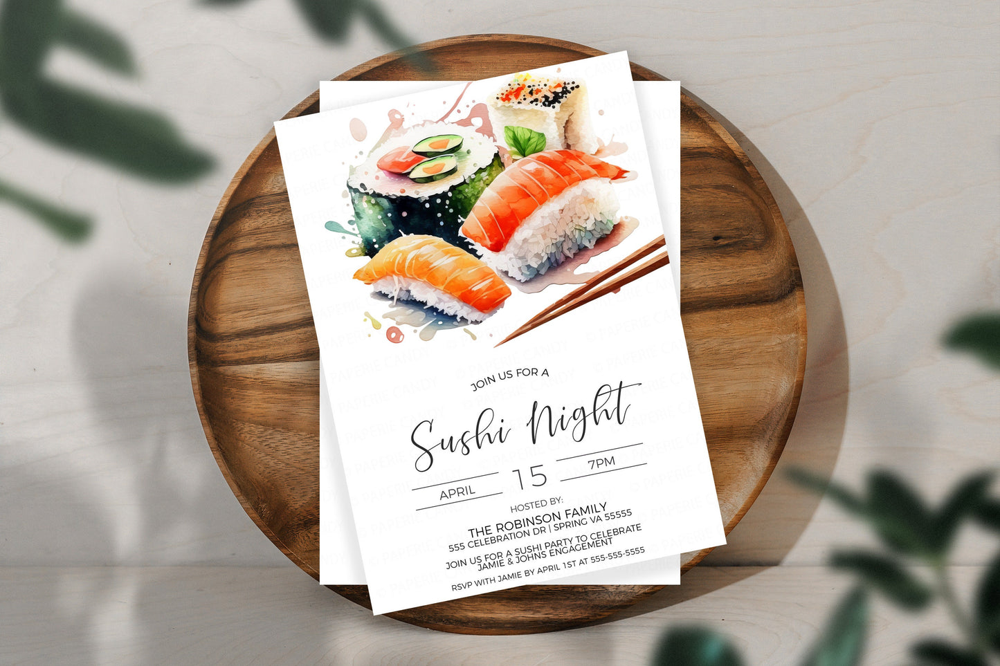 Sushi Invitation, Sushi Party Invite, Sushi Birthday Retirement, Sushi Engagement Couples Shower, Sushi Rehearsal Dinner, Printable Template