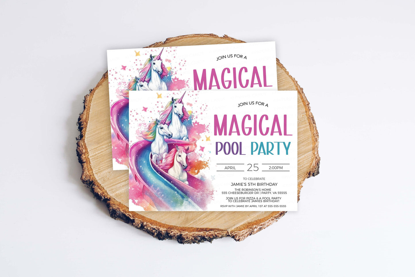 Unicorn Pool Party Invitation, Unicorn Water Park Invite, Unicorn Water Slide Party, Pool Birthday, End Of School Party, Editable Printable