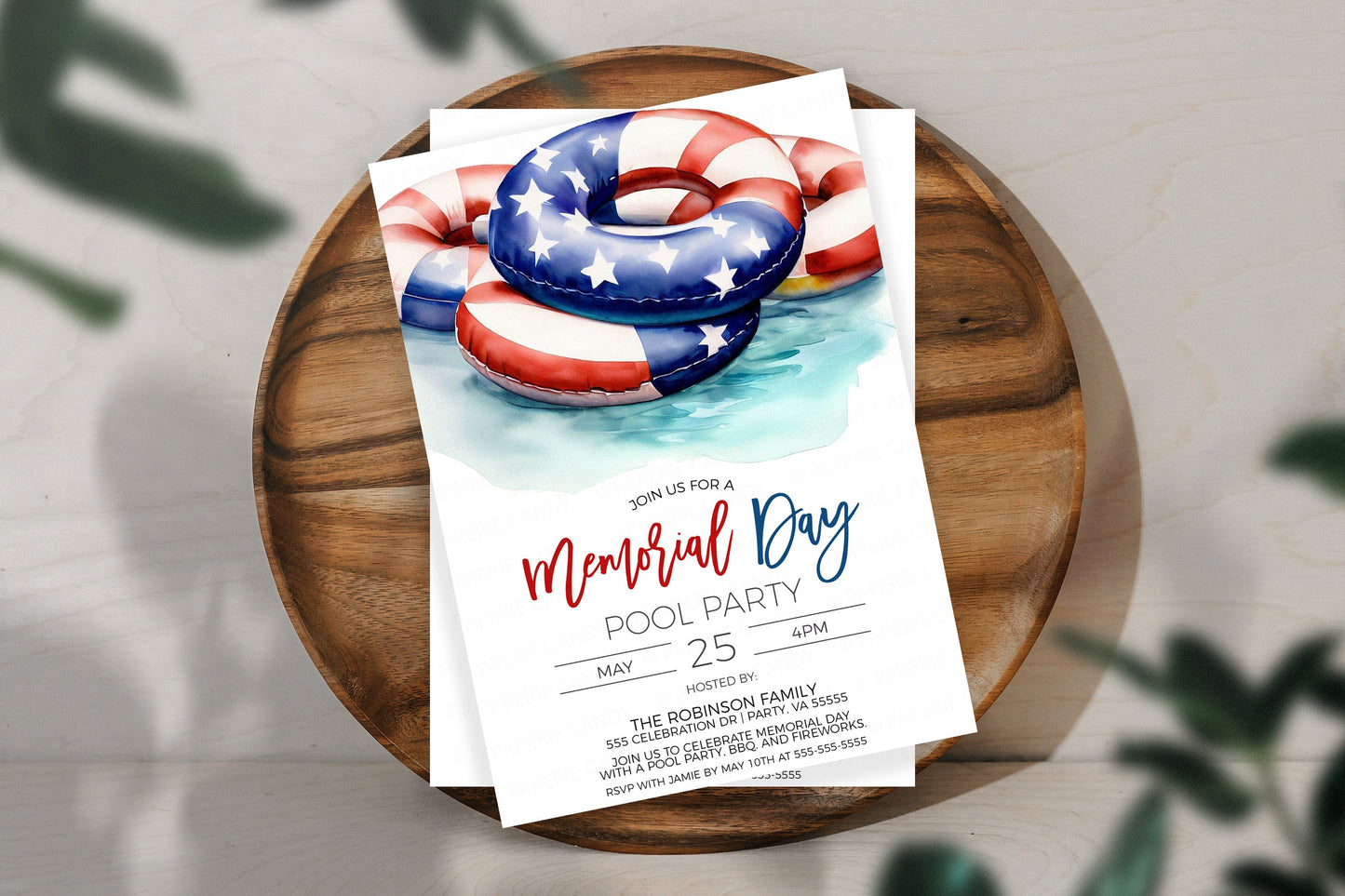 Memorial Day Pool Party Invitation, Memorial Day Pool Invite, Memorial Day BBQ Fireworks Pool Event, Editable Printable Template