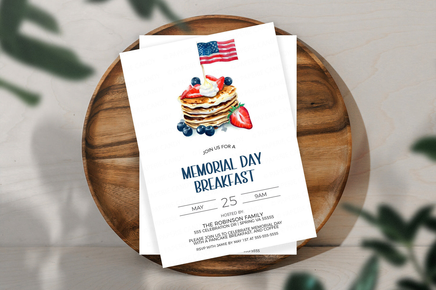 Memorial Day Breakfast Invitation, Memorial Day Pancake Breakfast Invite, Memorial Day Pancakes Brunch, Editable Printable Template