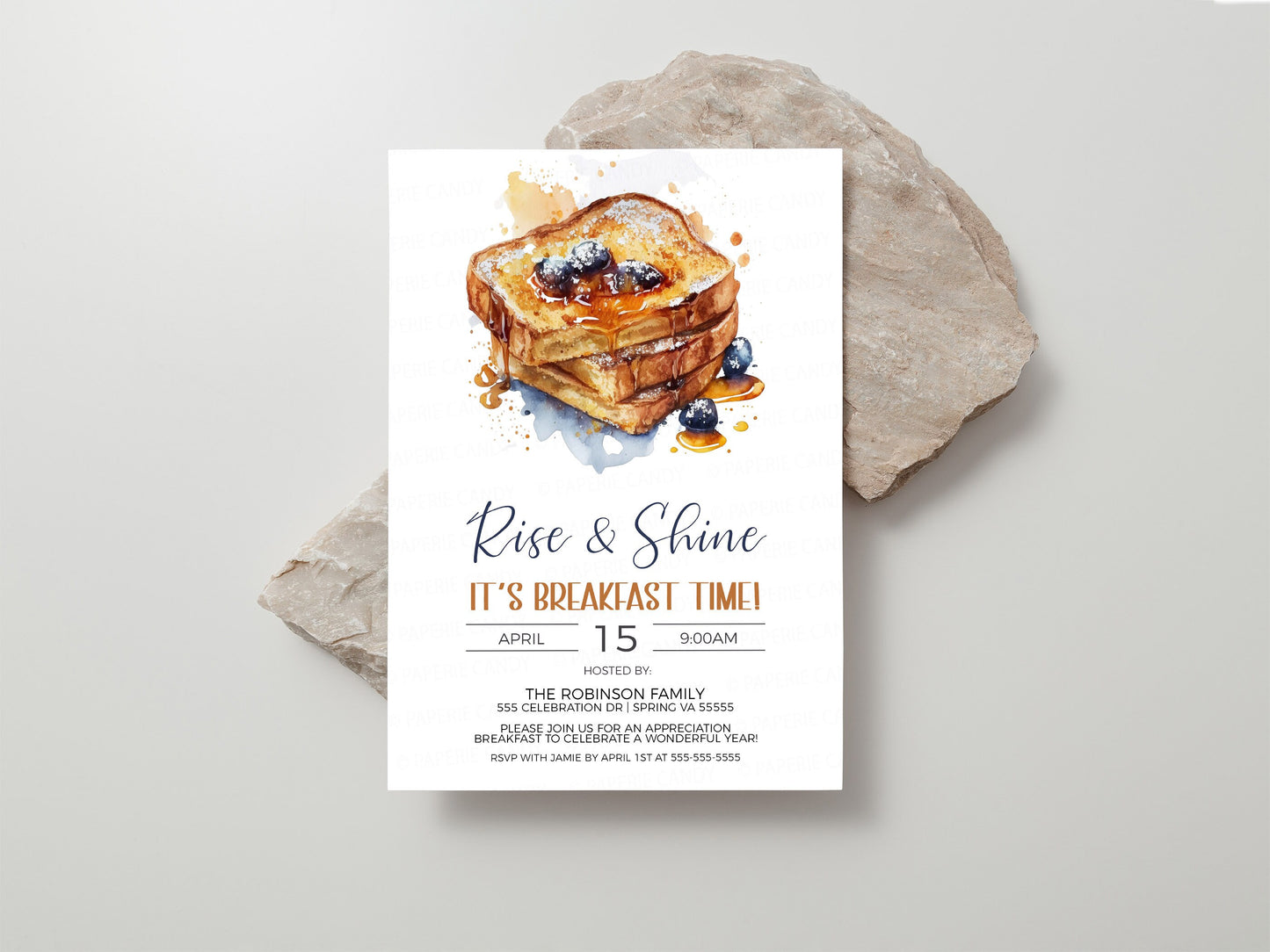French Toast Invitation, Rise & Shine It's Breakfast Time, Birthday Breakfast Party Invite, Employee Staff Appreciation, Editable Printable