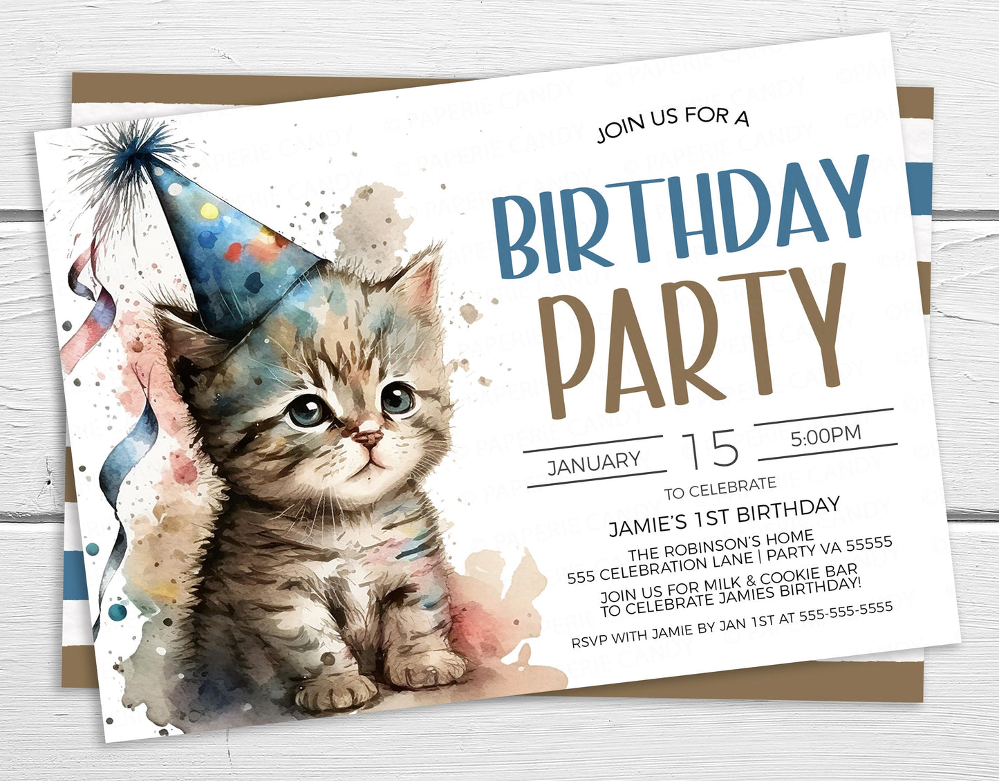 Kitten Invitation, Kitten Party Invite, Kids Cat Birthday Party, Let's Pawty, Calling All Pawty Animals, Editable Printable Template