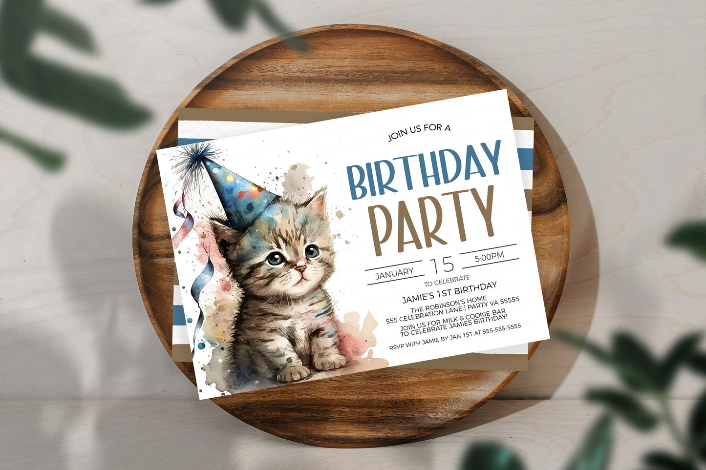 Kitten Invitation, Kitten Party Invite, Kids Cat Birthday Party, Let's Pawty, Calling All Pawty Animals, Editable Printable Template