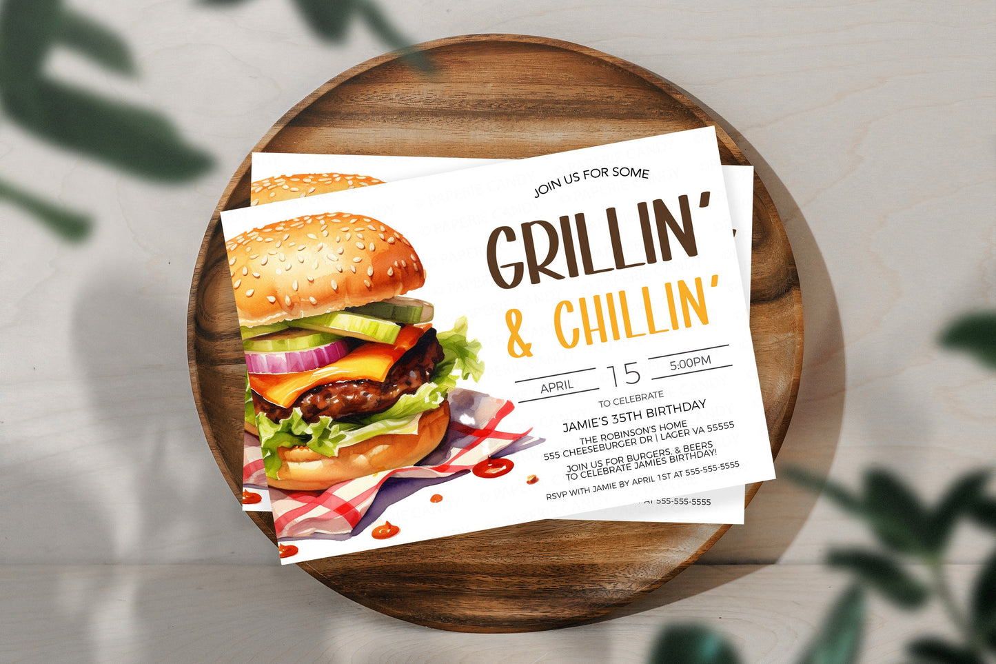 Grillin' And Chillin' Invitation, BBQ Barbeque Invite, Burgers Beer Birthday Party, Grilling Cookout Barbecue Party, Printable Template