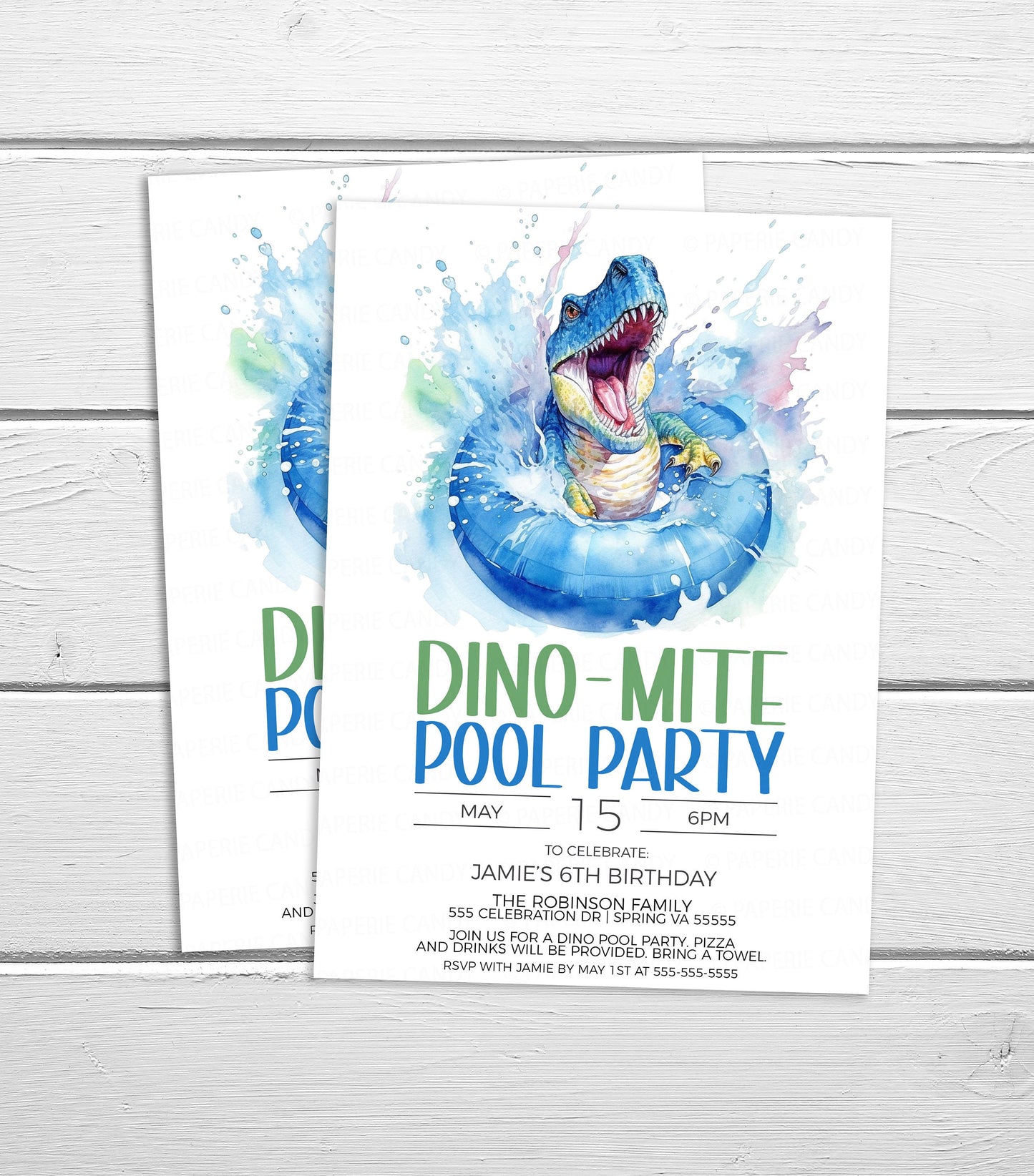 Dinosaur Pool Party Invitation, Dino Pool Party Invite, Dino-Mite Pool Party, Pool Birthday, End Of School Party, Editable Printable