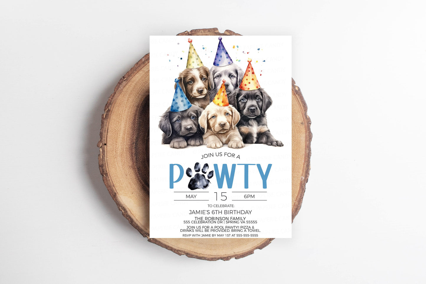 Puppy Invitation, Puppy Pawty Invite, Puppy Dog Birthday Party, Let's Pawty, Calling All Pawty Animals, Editable Printable Template