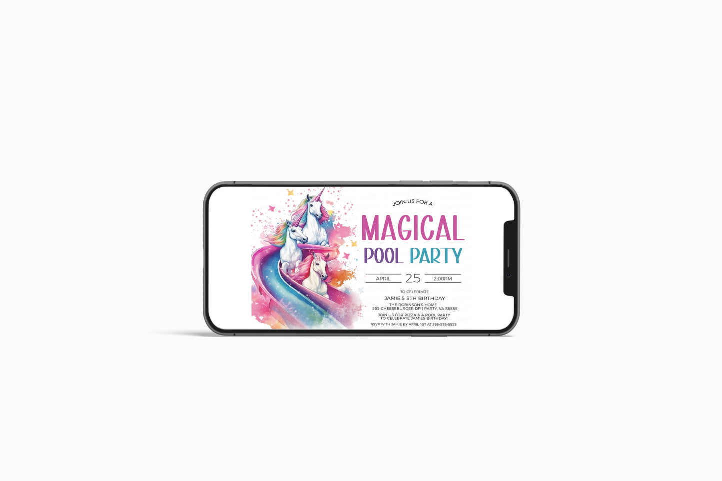 Unicorn Pool Party Invitation, Unicorn Water Park Invite, Unicorn Water Slide Party, Pool Birthday, End Of School Party, Editable Printable