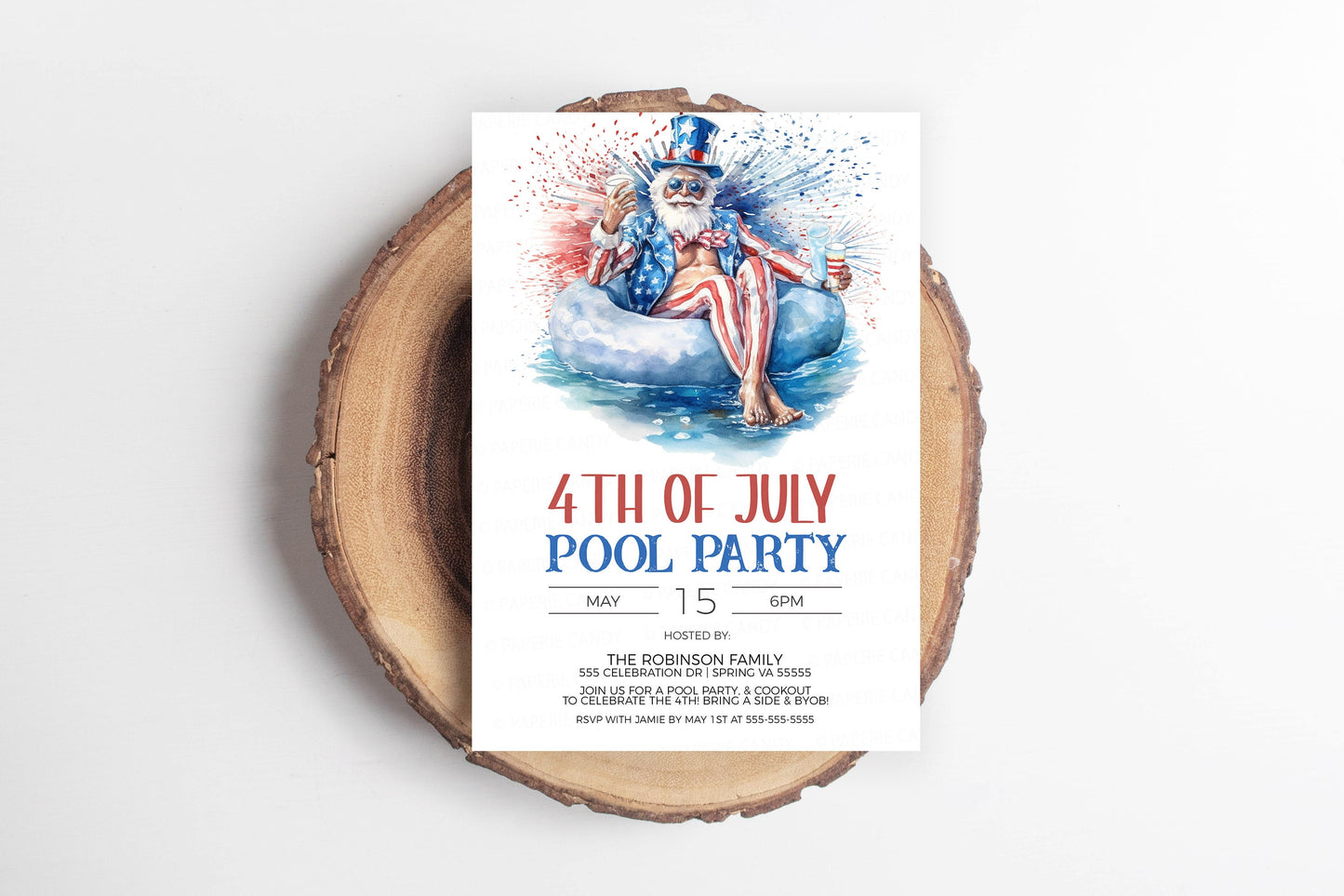 4th Of July Pool Party Invitation, Independence Day Pool Party Invite, July 4th BBQ Fireworks Pool Party, Editable Printable Template