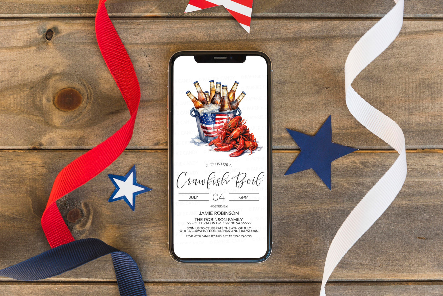 4th Of July Crawfish Boil Invitation, Independence Day Crawfish Beer Boil Invite, Memorial Day Labor Day Beer Boil Party, Editable Printable