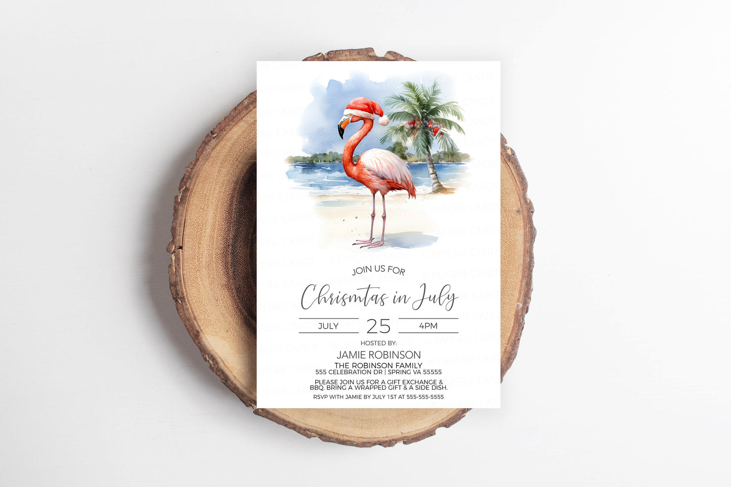 Christmas In July Invitation, Christmas In Summer Invite, Summer Santa Party, Beach Tropical Christmas, Editable Printable Template
