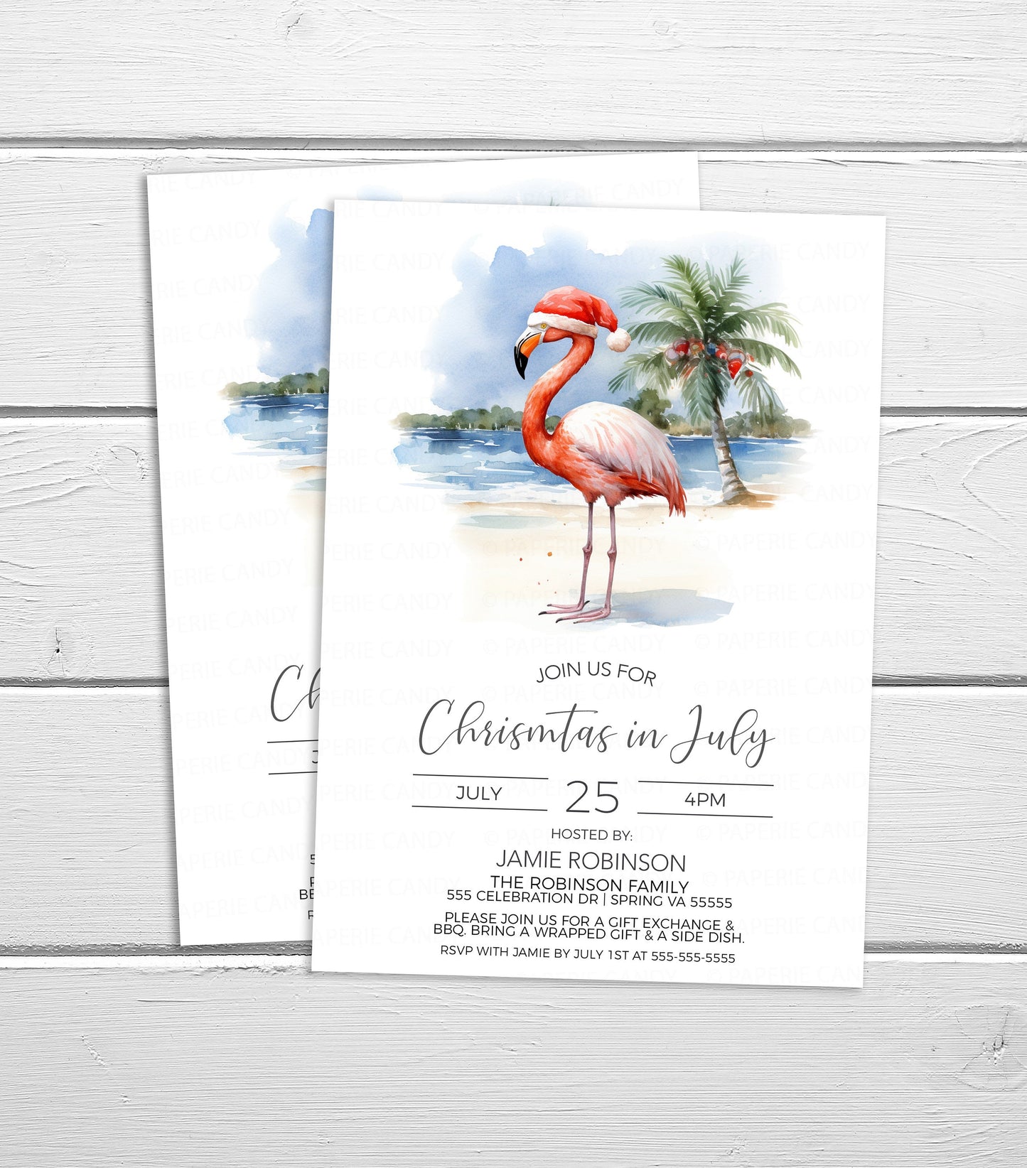 Christmas In July Invitation, Christmas In Summer Invite, Summer Santa Party, Beach Tropical Christmas, Editable Printable Template