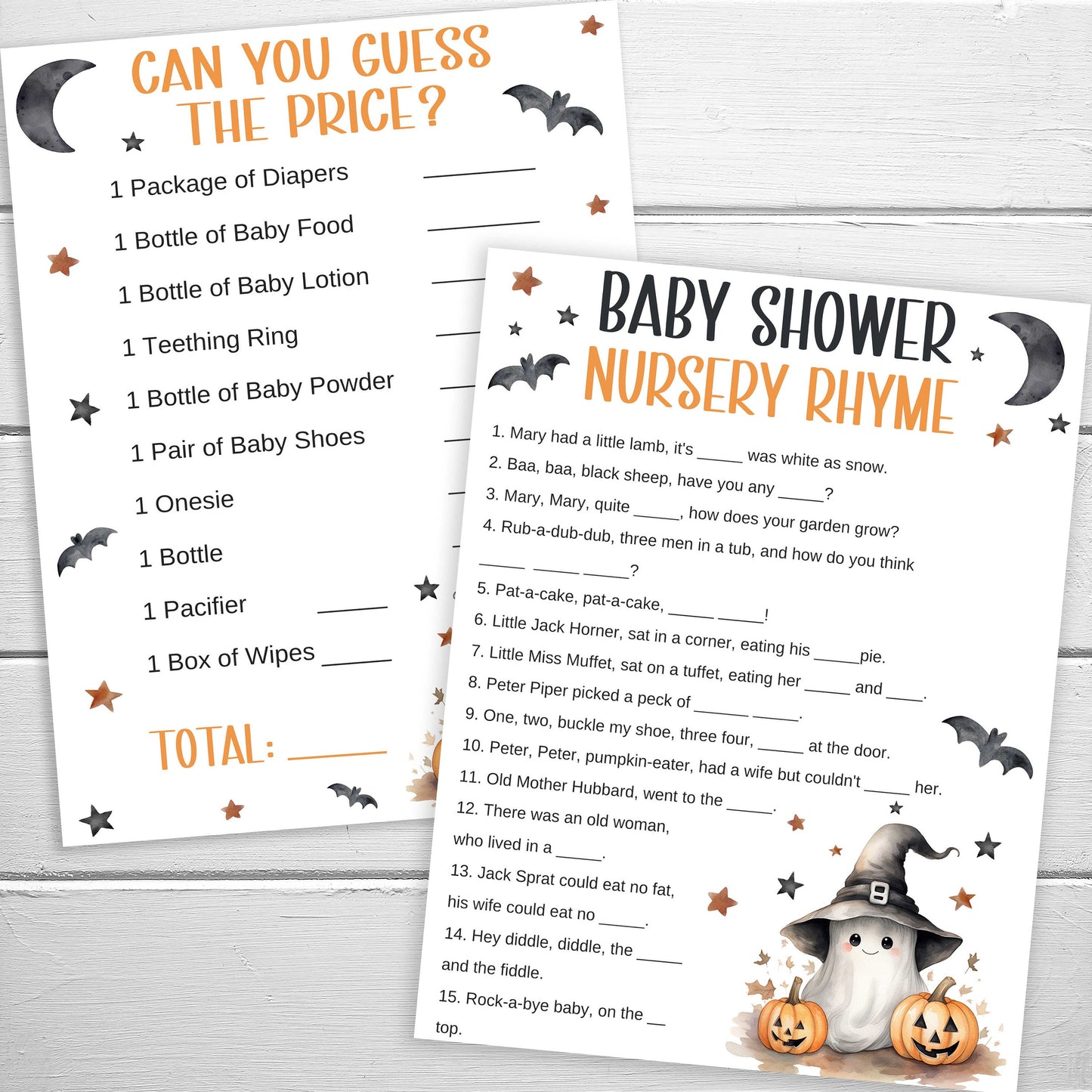 Halloween Baby Shower Games, 20 Printable Baby Shower Game, A Little Boo Is Due Games, Halloween Ghost Theme Baby Shower, Instant Download