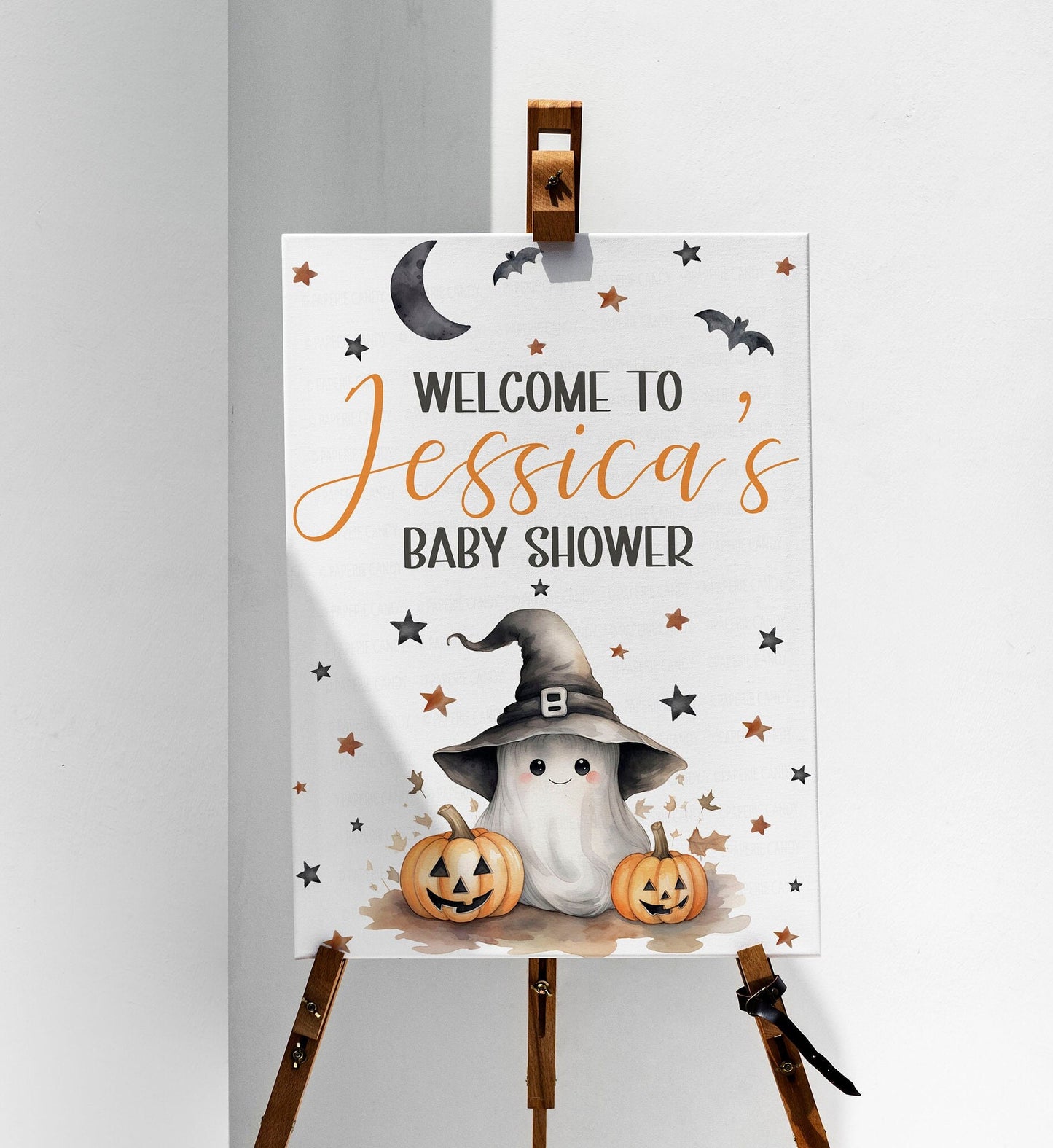 Halloween Baby Shower Welcome Sign, Editable Printable Halloween Baby Shower Sign, A Little Boo Is Almost Due Sign, Baby Ghost Theme
