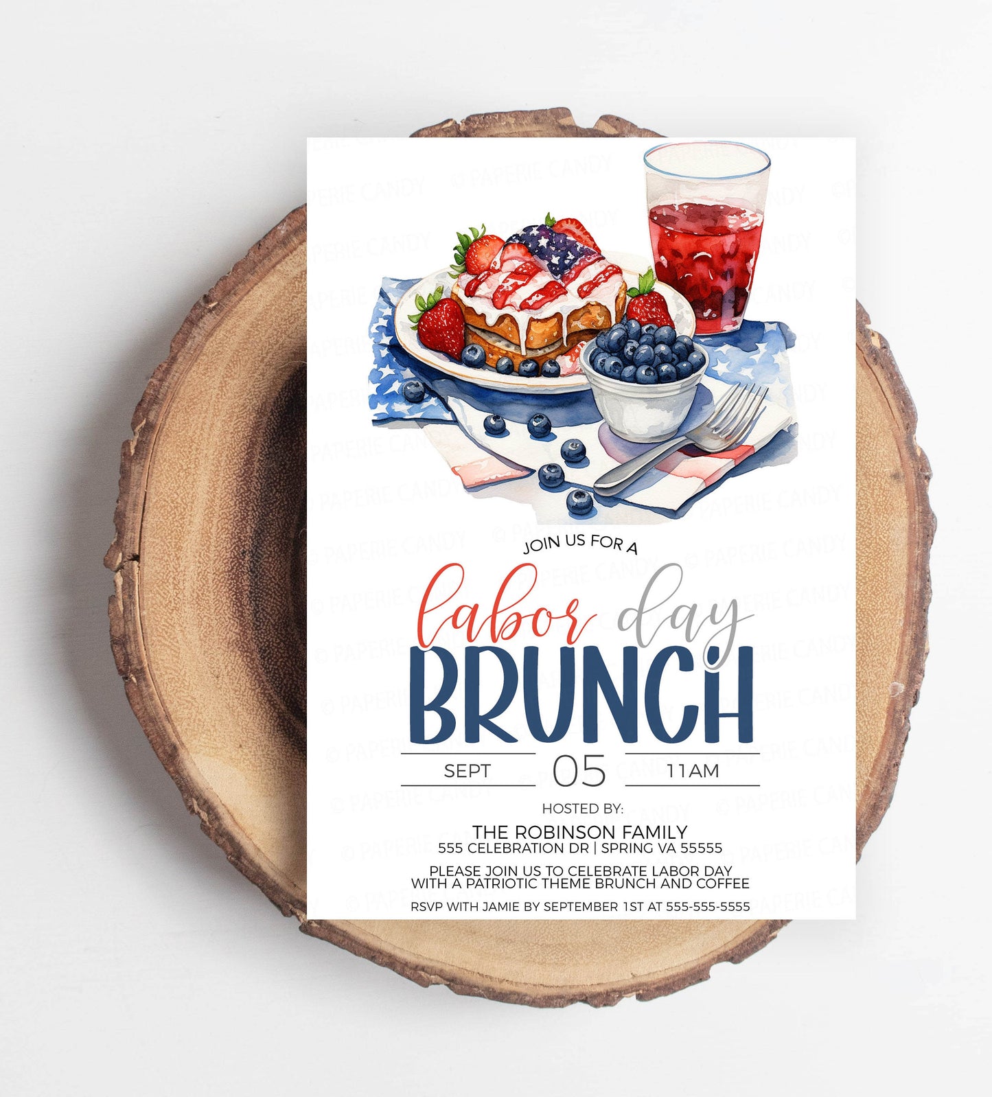 Labor Day Brunch Invitation, Labor Day Lunch Invite, Labor Day Lunch, Patriotic Brunch Lunch, Red White Blue, Editable Printable Template