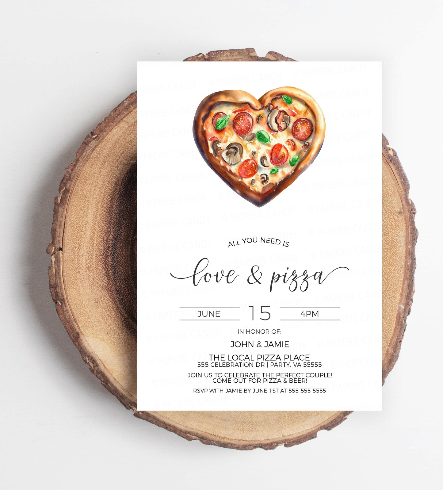 Love and Pizza Invitation, Pizza Wedding Rehearsal Dinner Invite, Pizza Engagement Party, Couples Pizza Shower, Editable Printable Template