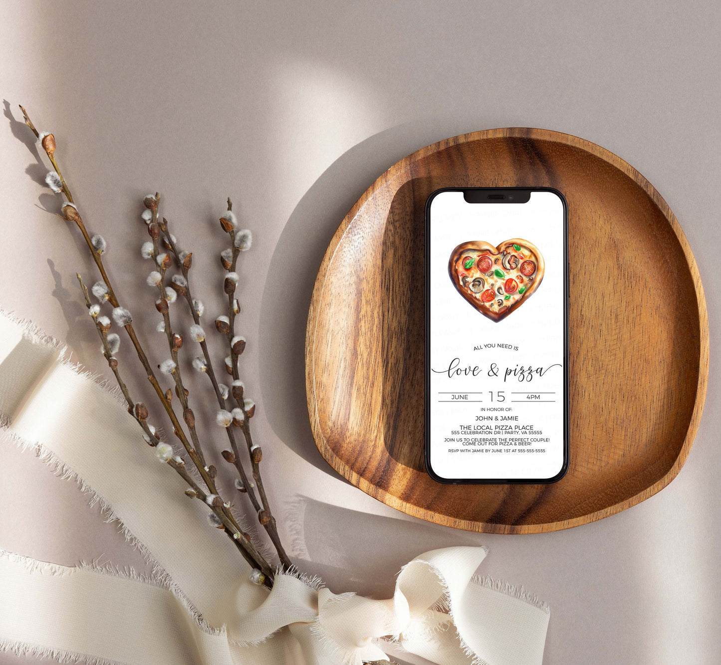 Love and Pizza Invitation, Pizza Wedding Rehearsal Dinner Invite, Pizza Engagement Party, Couples Pizza Shower, Editable Printable Template