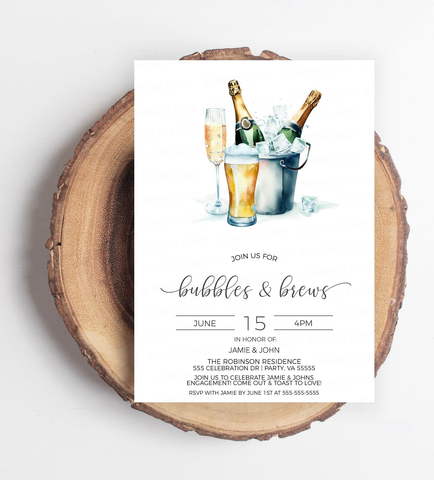 Bubbles And Brews Invitation, Champagne Beer Wedding Rehearsal Dinner Invite, Engagement Party, Couples Shower, Editable Printable Template