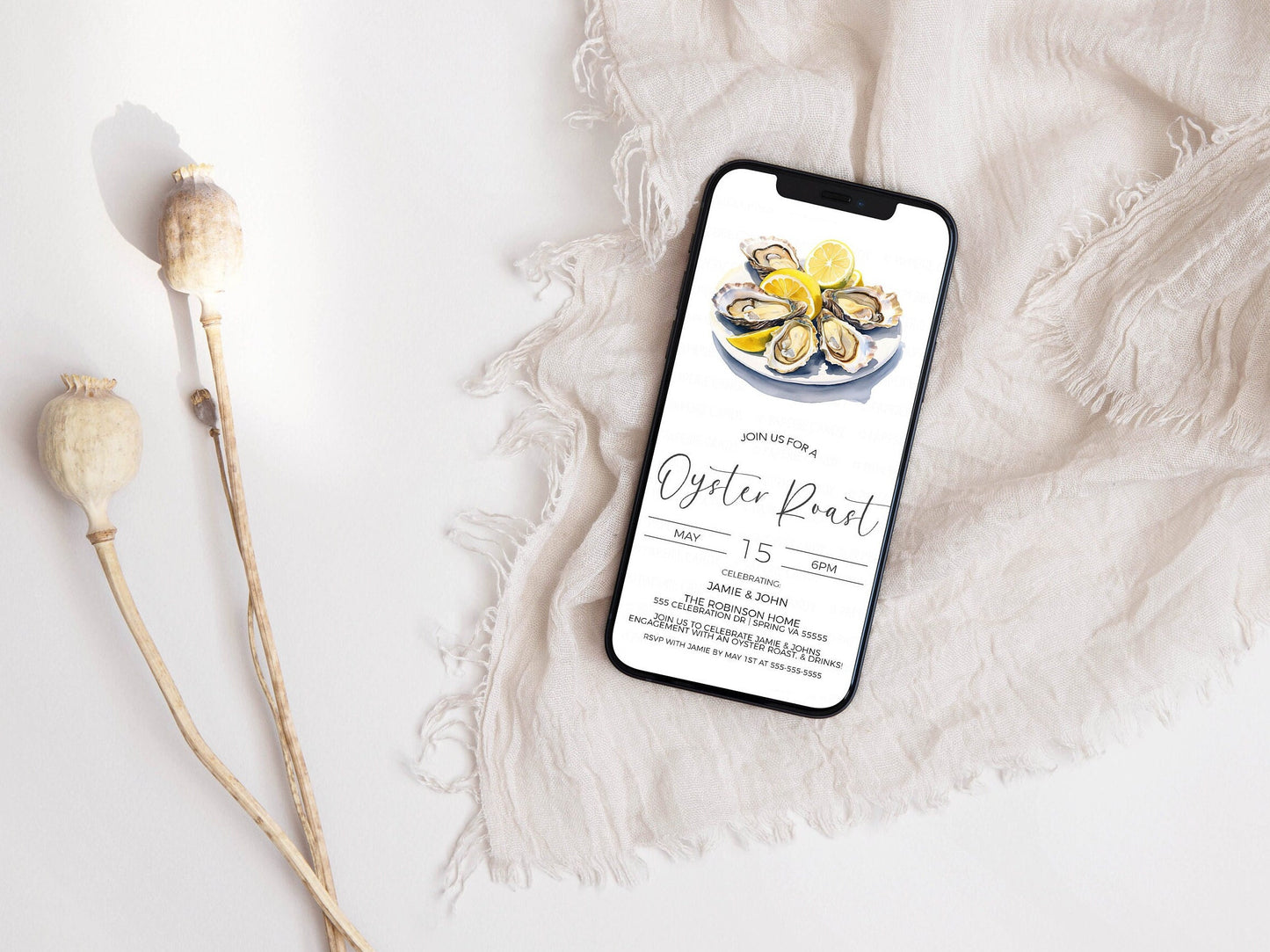 Oyster Roast Invitation, Bridal Shower, Oyster Couples Wedding Shower Invite, Seafood Raw Bar, Birthday, Engagement Party, Editable Template