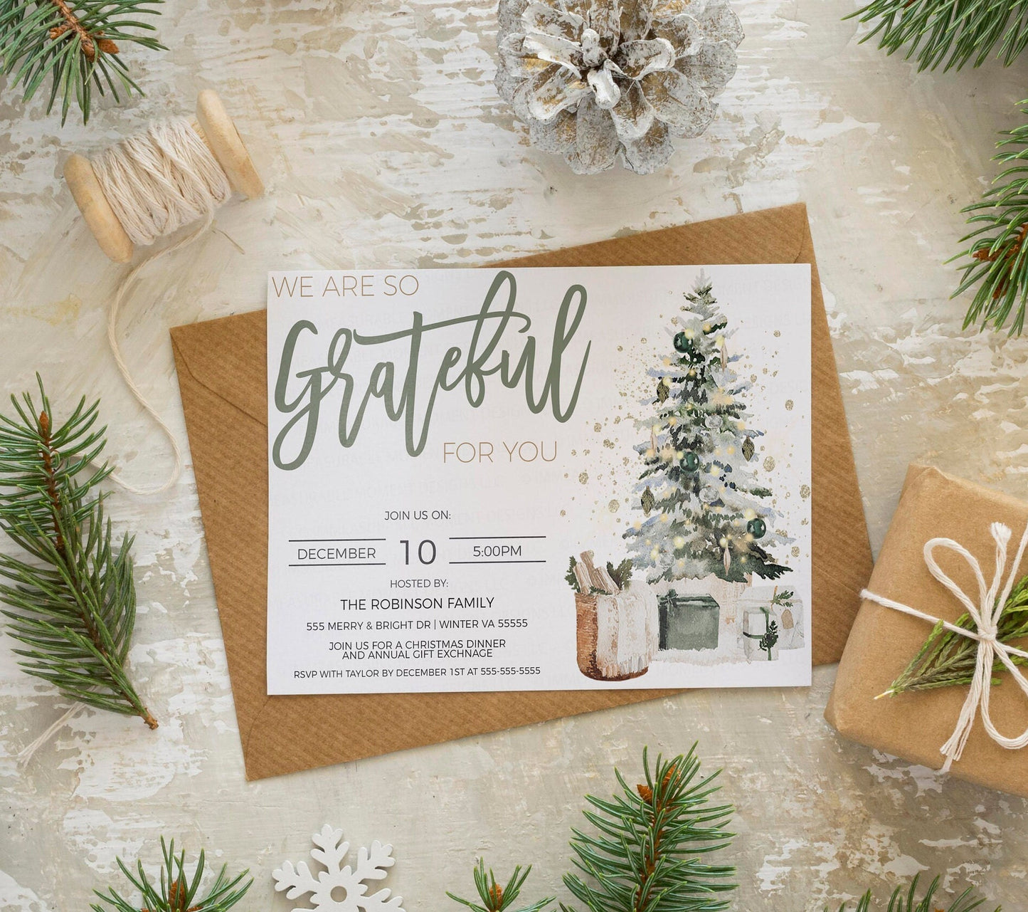 Editable Christmas Appreciation Party Invitation, Brunch Lunch Dinner Holiday Invite, Business Company Staff Employee Volunteer, Printable