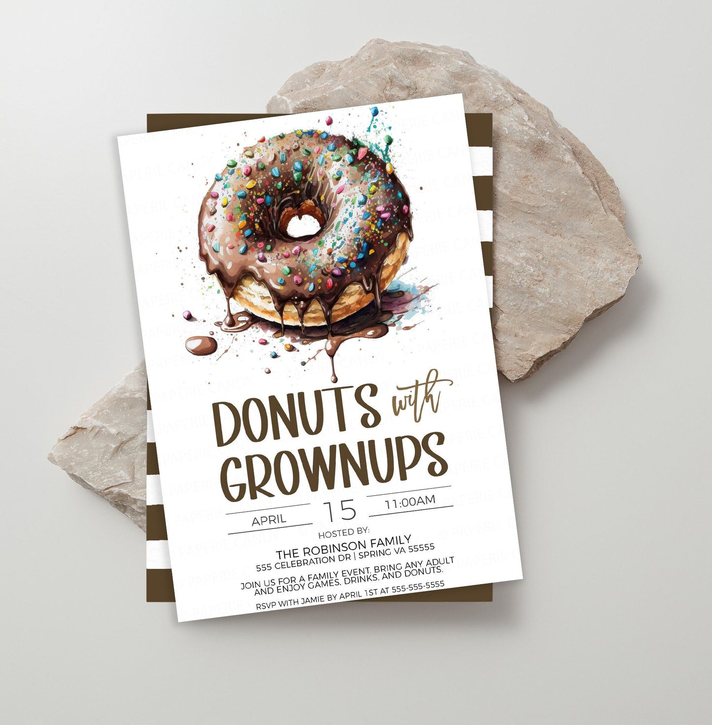 Donuts With Grownups Invitation, Family Donut Invite, School Church Fundraiser, School Donut Flyer, Editable Printable Template