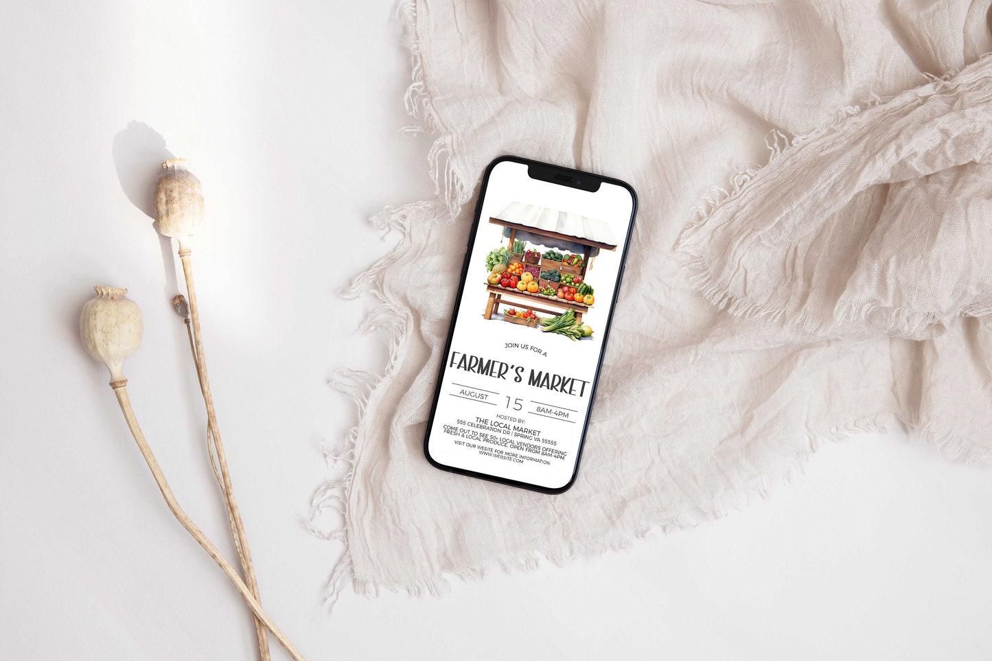 Farmers Market Invitation, Farmer's Market Invite, Local Produce, Farmers Market Flyer Fundraiser, Food Stand, Digital Printable Editable