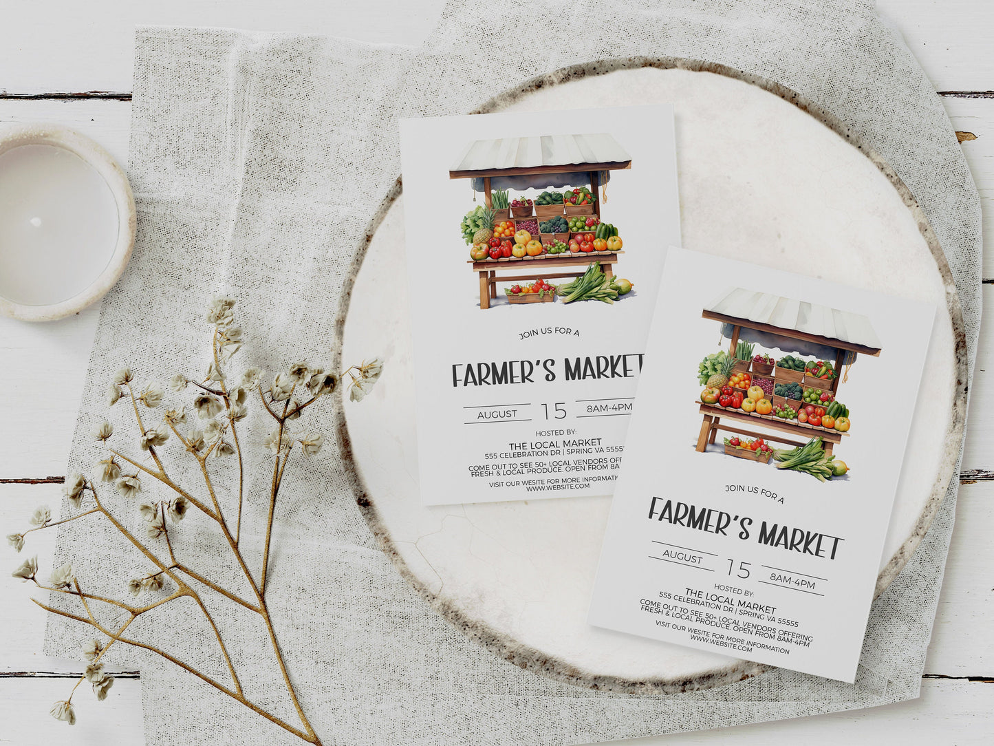 Farmers Market Invitation, Farmer's Market Invite, Local Produce, Farmers Market Flyer Fundraiser, Food Stand, Digital Printable Editable