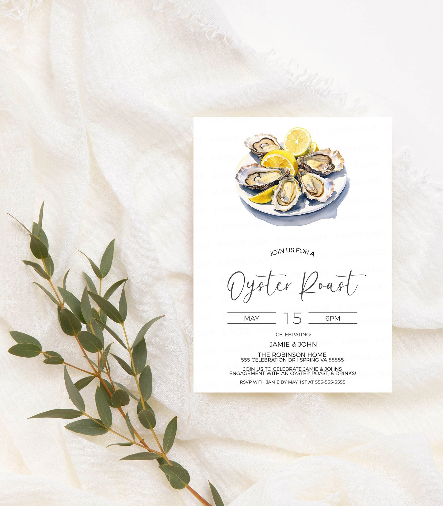 Oyster Roast Invitation, Bridal Shower, Oyster Couples Wedding Shower Invite, Seafood Raw Bar, Birthday, Engagement Party, Editable Template