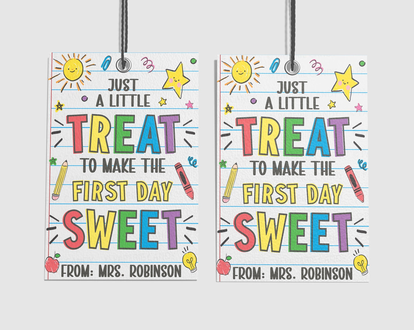 Back To School Gift Tags, Just A Little Treat To Make The First Day Sweet, Welcome Back First Day Of School, Editable Printable Template