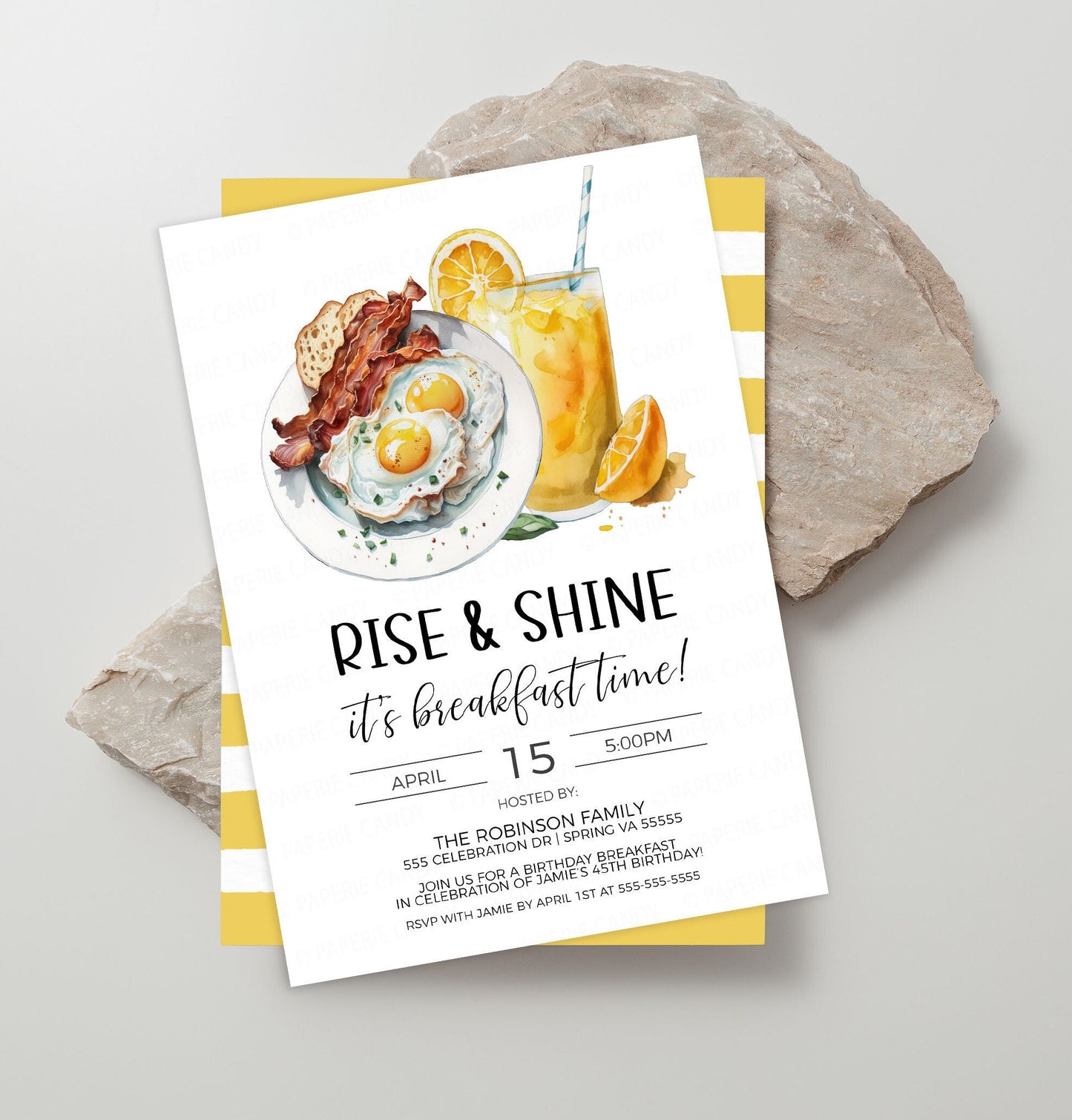 Breakfast Invitation, Rise & Shine It's Breakfast Time, Birthday Breakfast Party Invite, Employee Staff Appreciation, Editable Printable