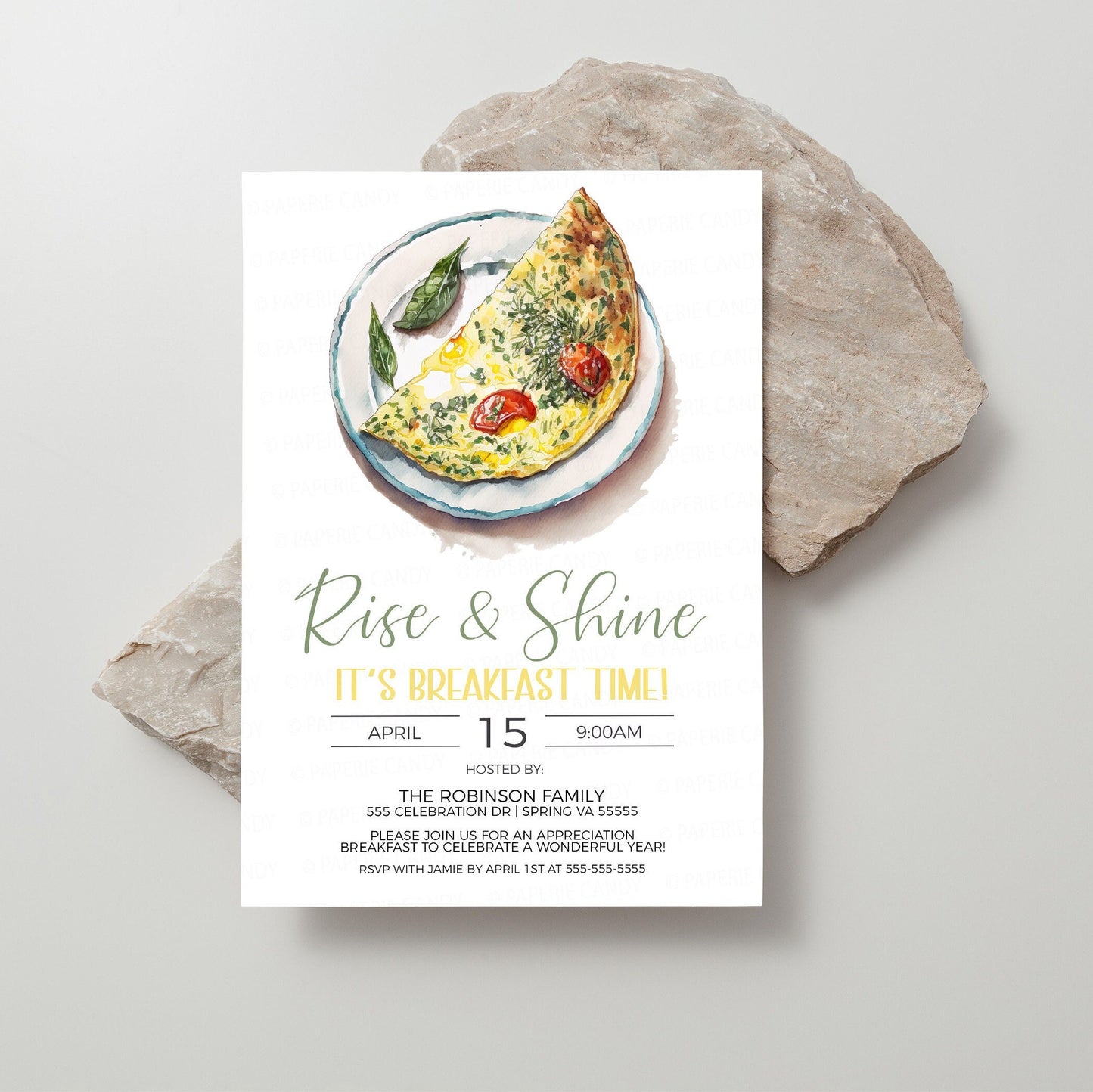 Breakfast Invitation, Rise & Shine It's Breakfast Time Invite , Omelette Invitation, Birthday Breakfast Employee Staff Appreciation Editable