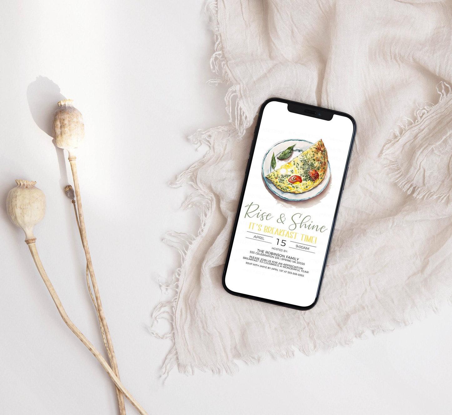 Breakfast Invitation, Rise & Shine It's Breakfast Time Invite , Omelette Invitation, Birthday Breakfast Employee Staff Appreciation Editable