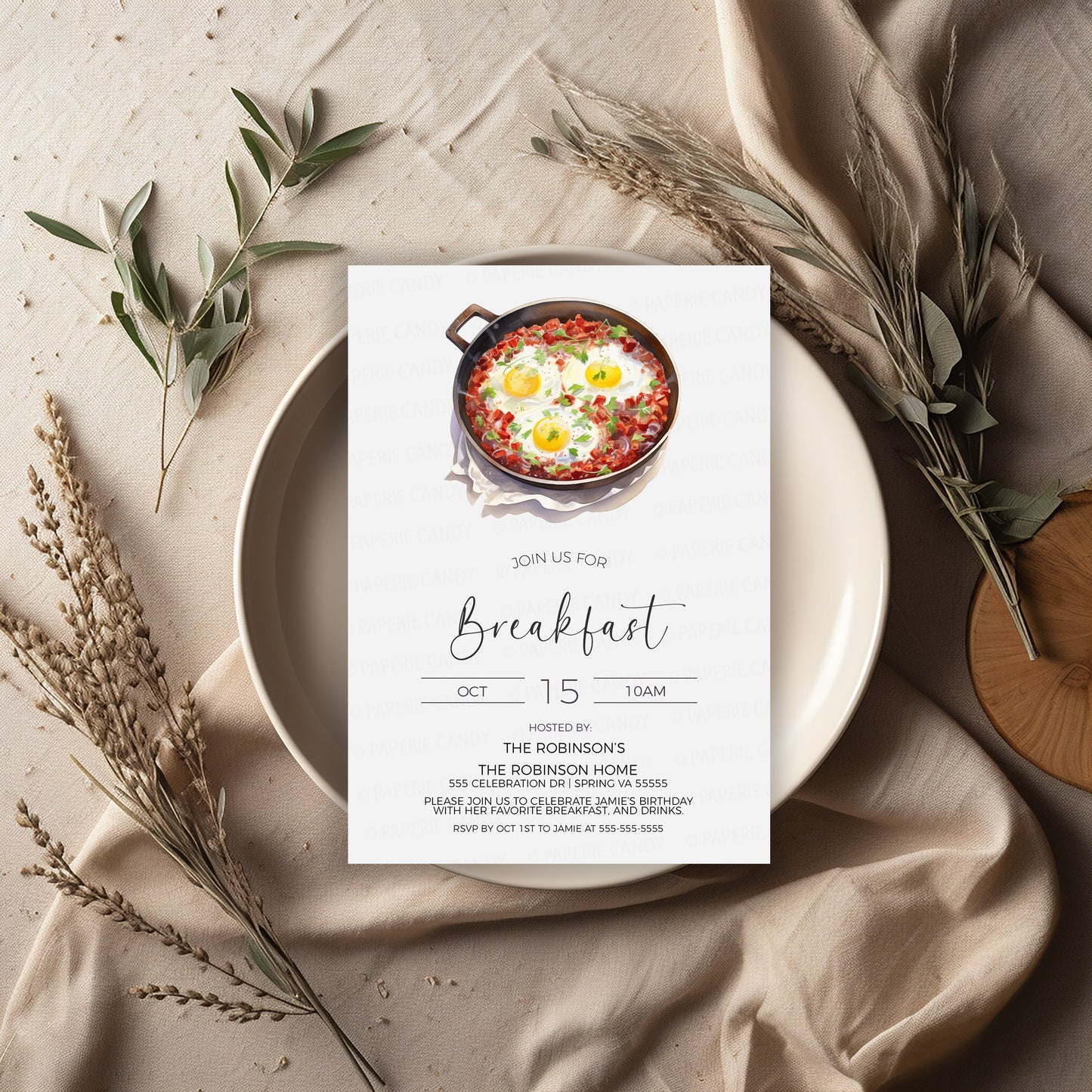 Breakfast Invitation, Breakfast Invite, Huevos Rancheros, Shakshouka, Eggs In Purgatory, Birthday Party, Retirement, Editable Printable