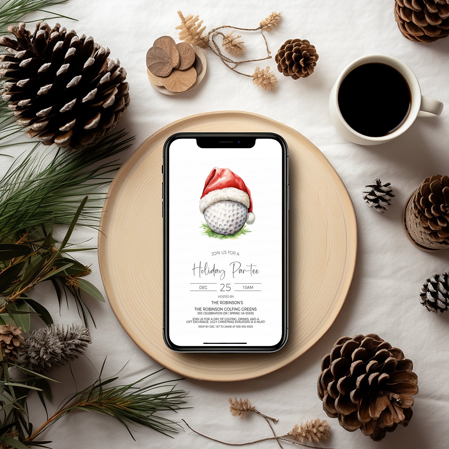 Christmas Golf Invitation, Winter Holiday Golfing Par-tee Invite, Golf Company Party, Golf Ugly Sweater Party, Editable Printable Template