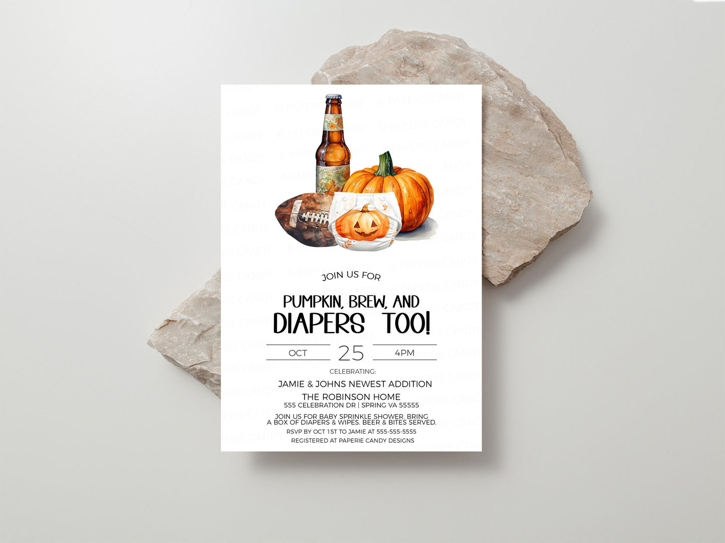 Fall Football Diaper Shower Invitation, Pumpkin Beer Football Diaper Invite, Fall Baby Sprinkle, Couples Baby Shower, Editable Printable
