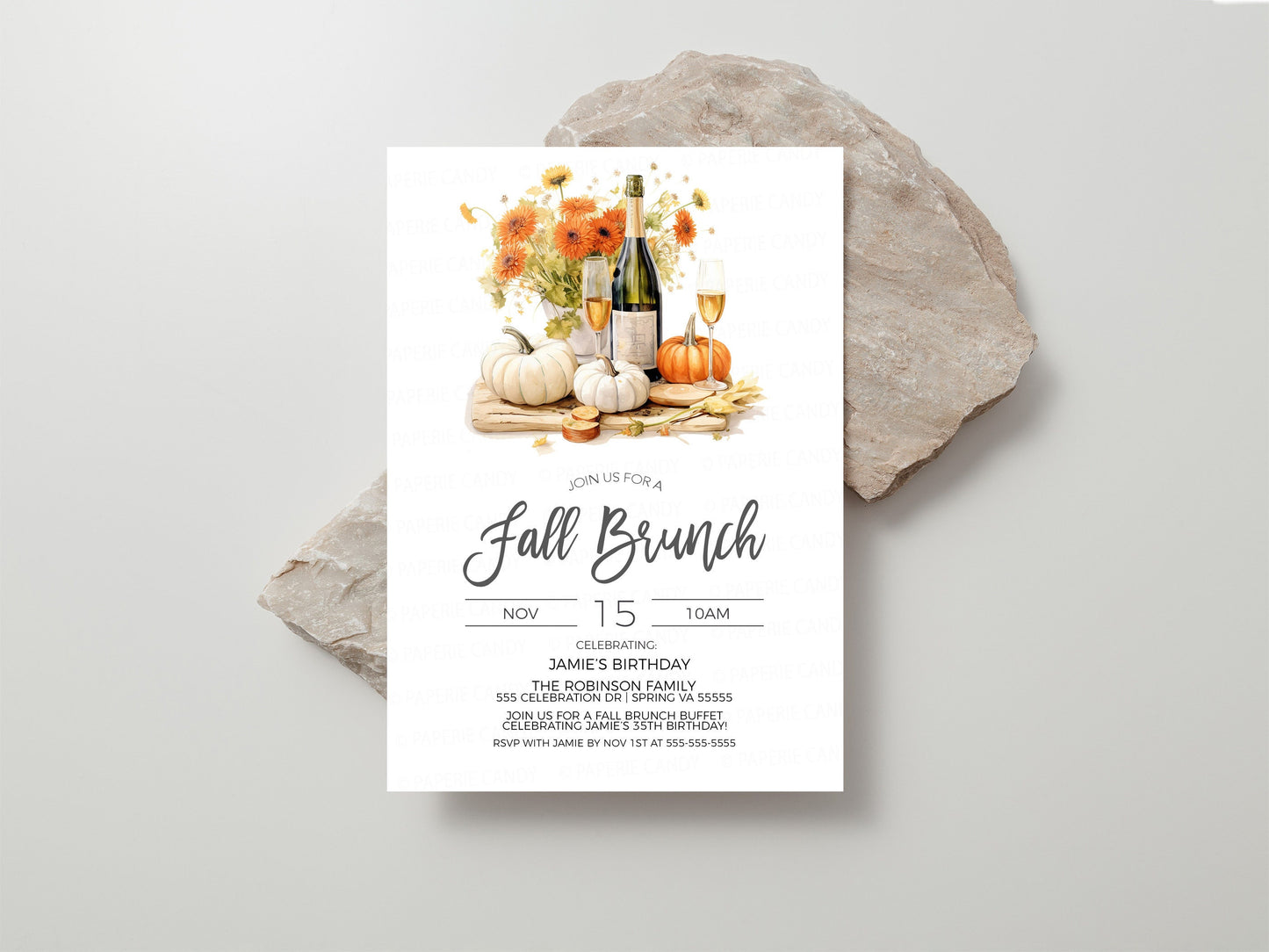 Fall Brunch Invitation, Autumn Brunch Invite, Birthday Engagement Morning After Wedding, Champagne Bridal Shower, Wedding Rehearsal