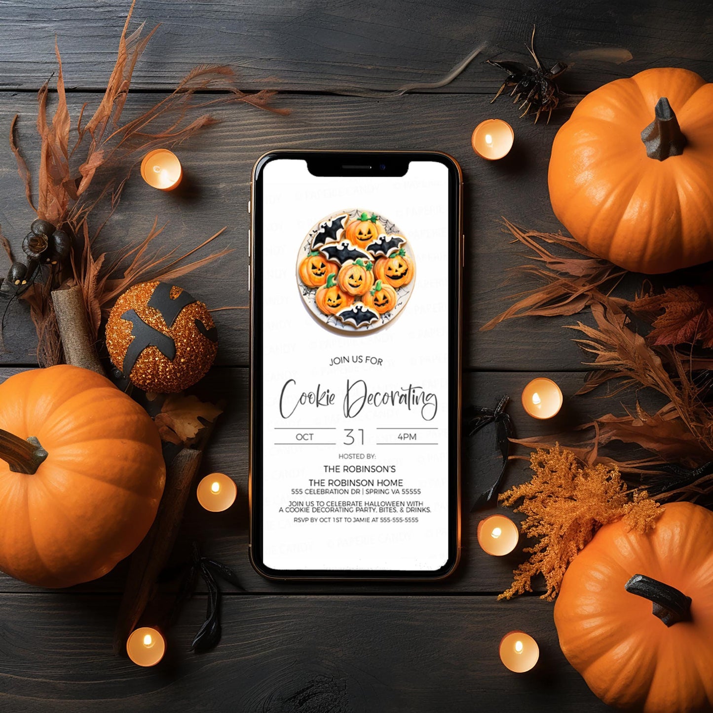 Halloween Cookie Decorating Party Invitation, Cookie Decorating Contest Invite, Kids Birthday Party, Family Fun Event, Editable Printable
