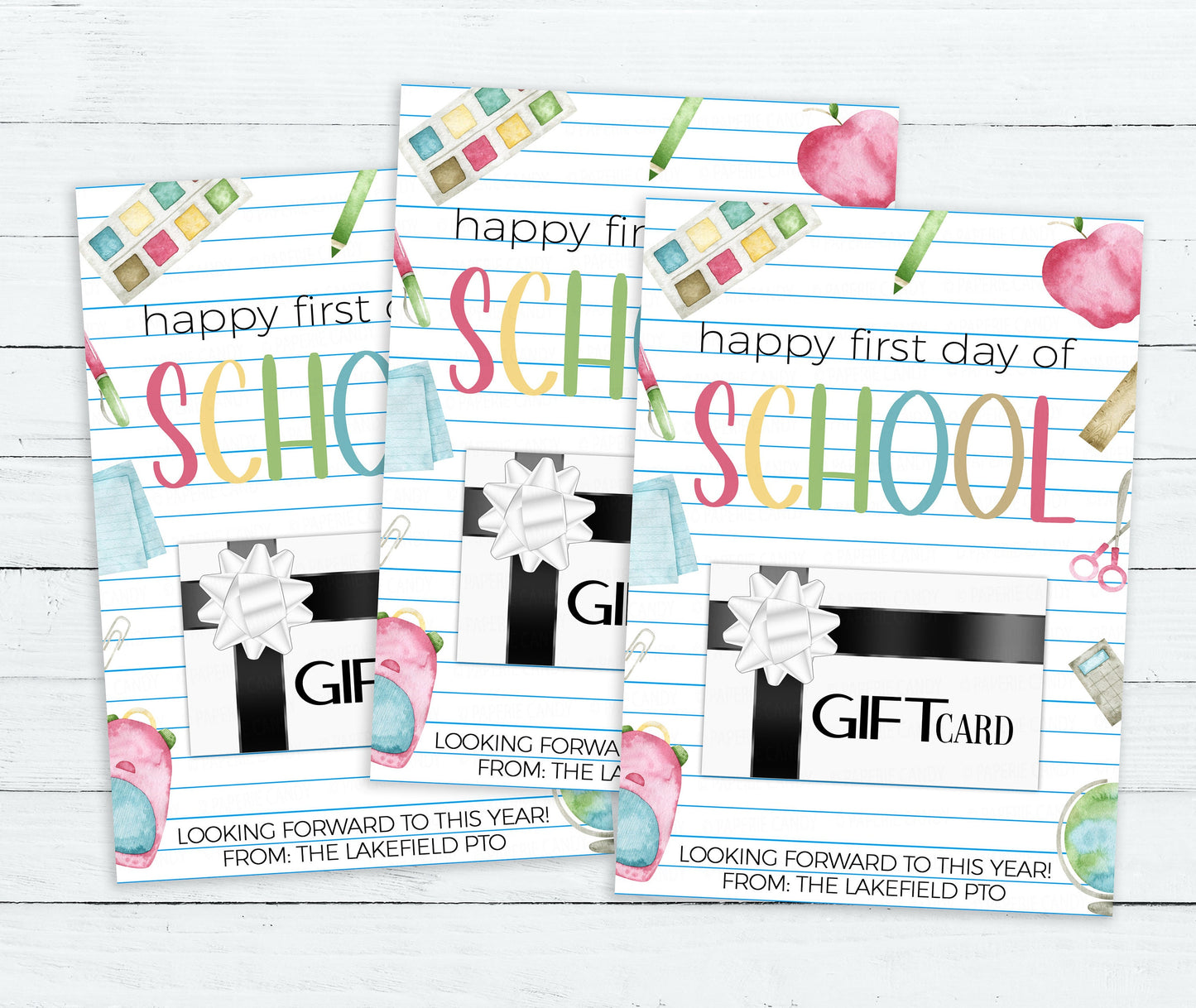 Happy First Day Of School Gift Card Holder, Welcome Back To School, Gift For Teacher Staff PTO PTA, Editable Printable Instant Download
